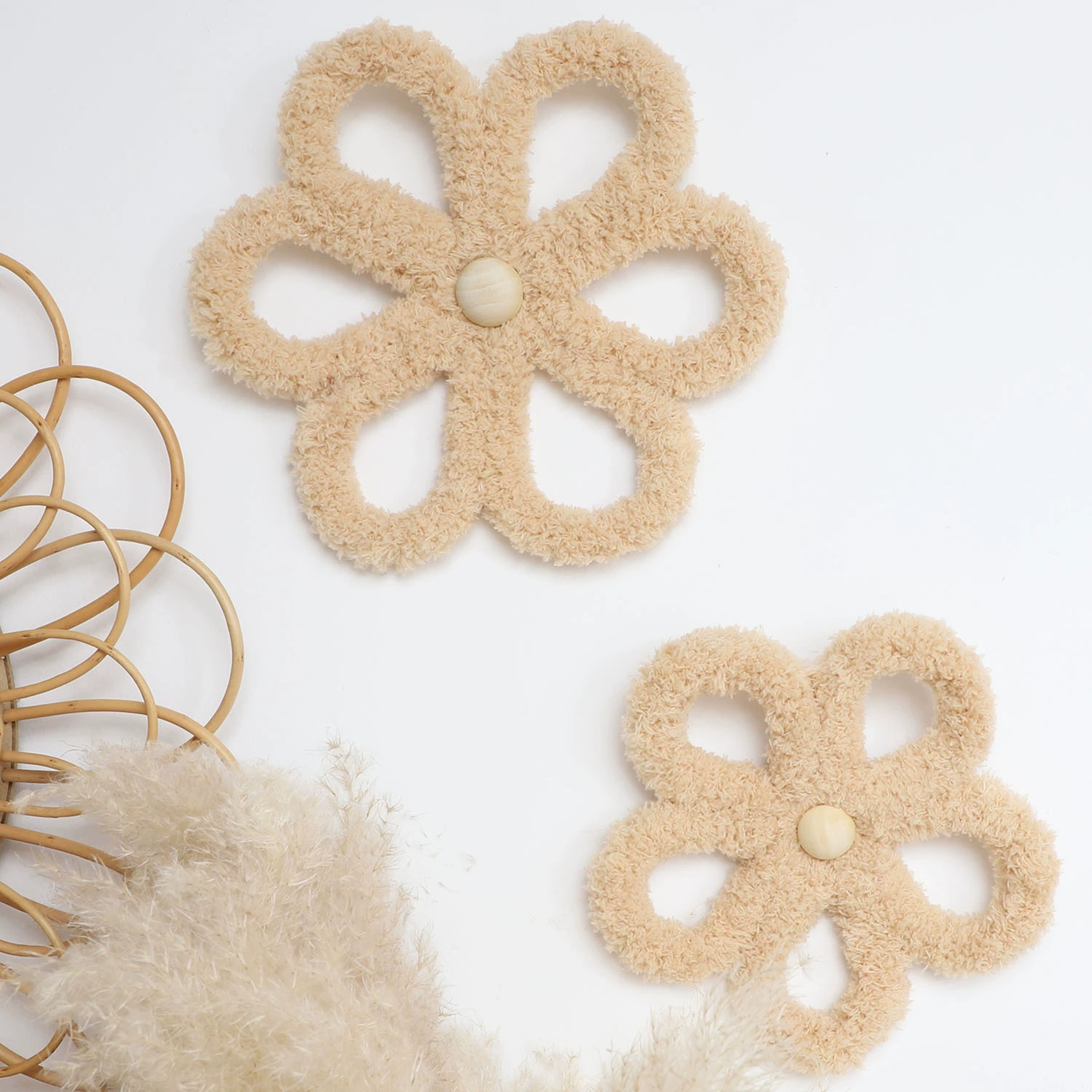 Woven Daisy Flower Decorative Wall Bohemian, Bohemian Daisy Wall Decoration, Kindergarten Decor – view 7