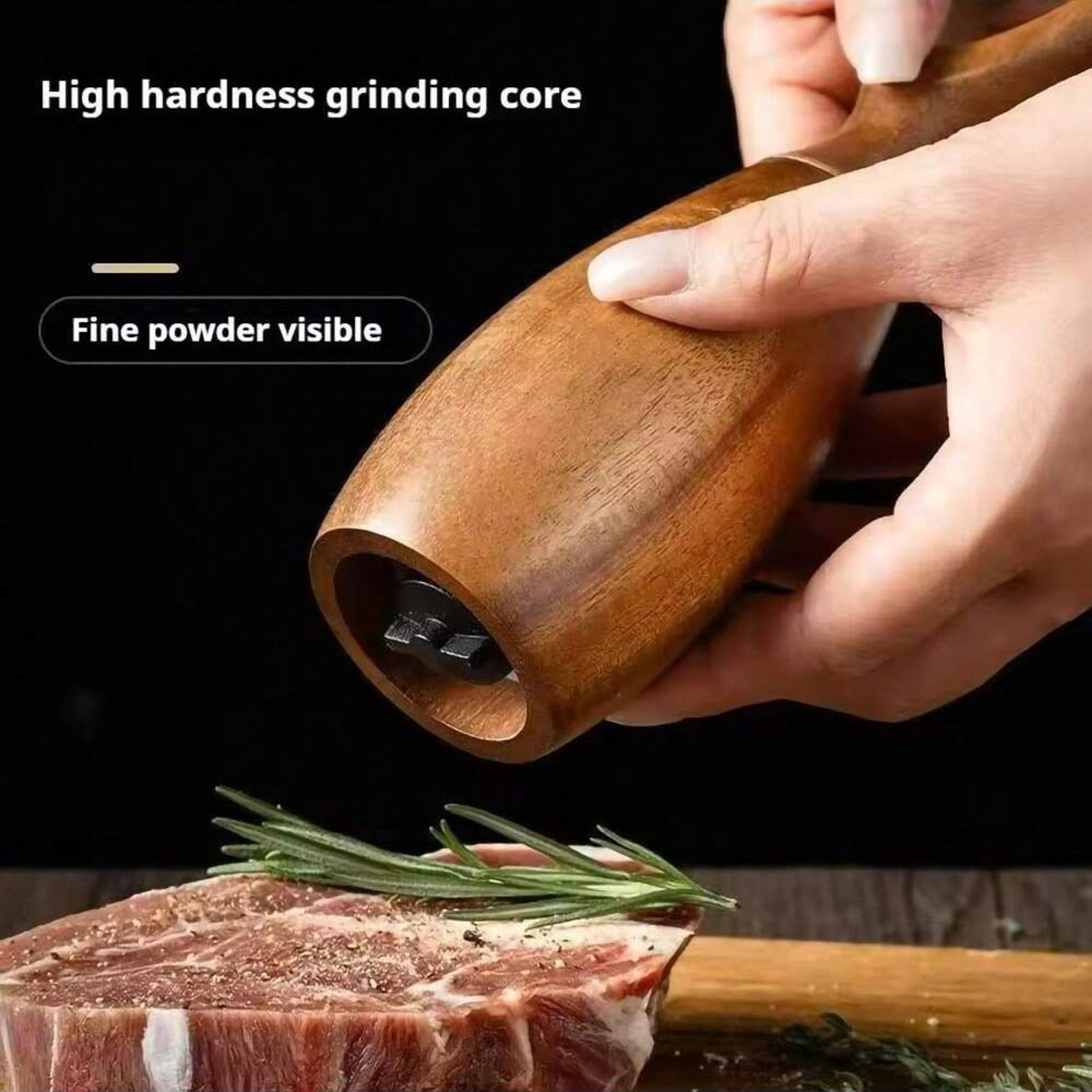 Adjustable Wooden Salt And Pepper Grinder Set With Ceramic Core And Storage Rack For Spices 1