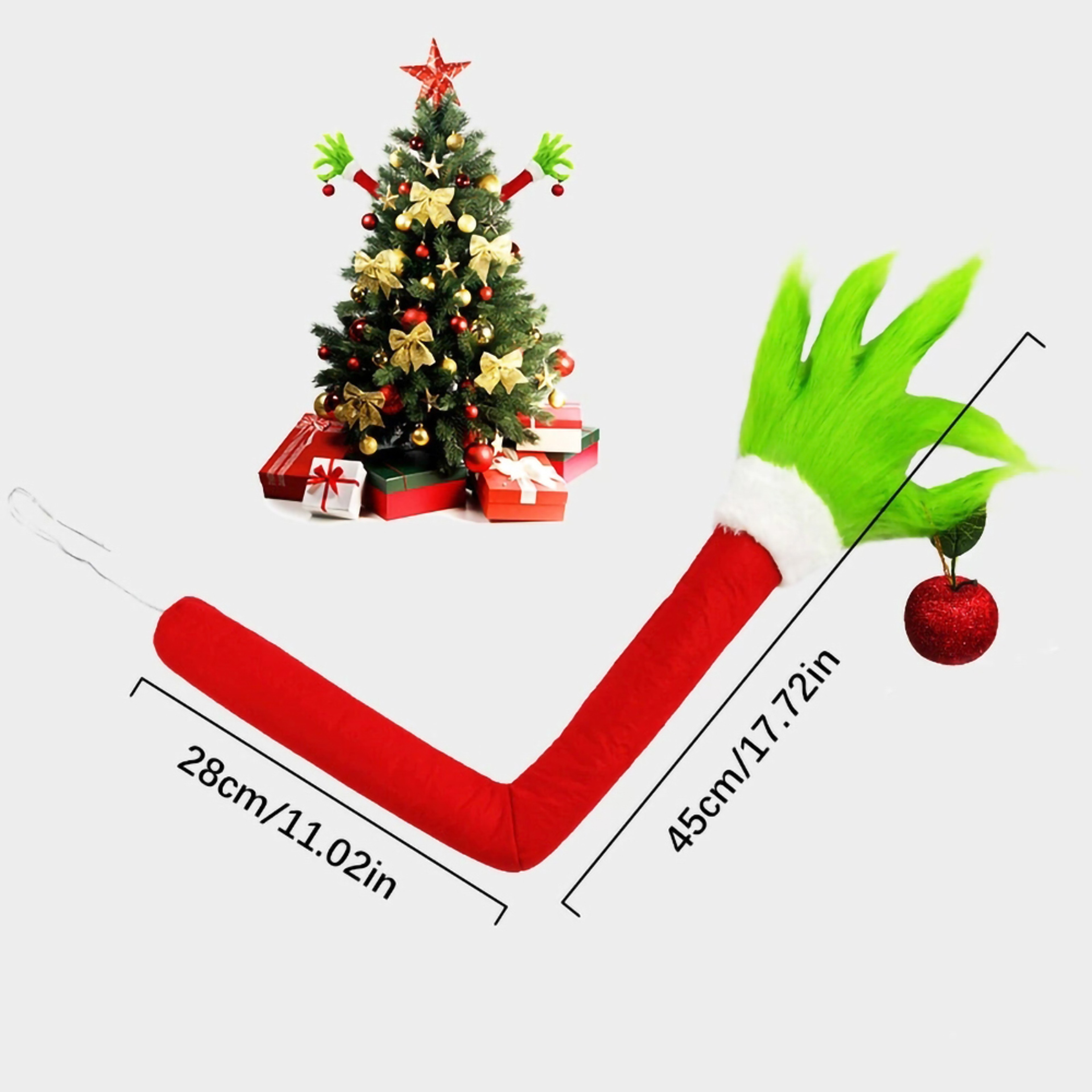 Furry Green Monster Elf Arms Hand For Christmas Tree Decoration Elf Body Tree Pendant Ornaments 5