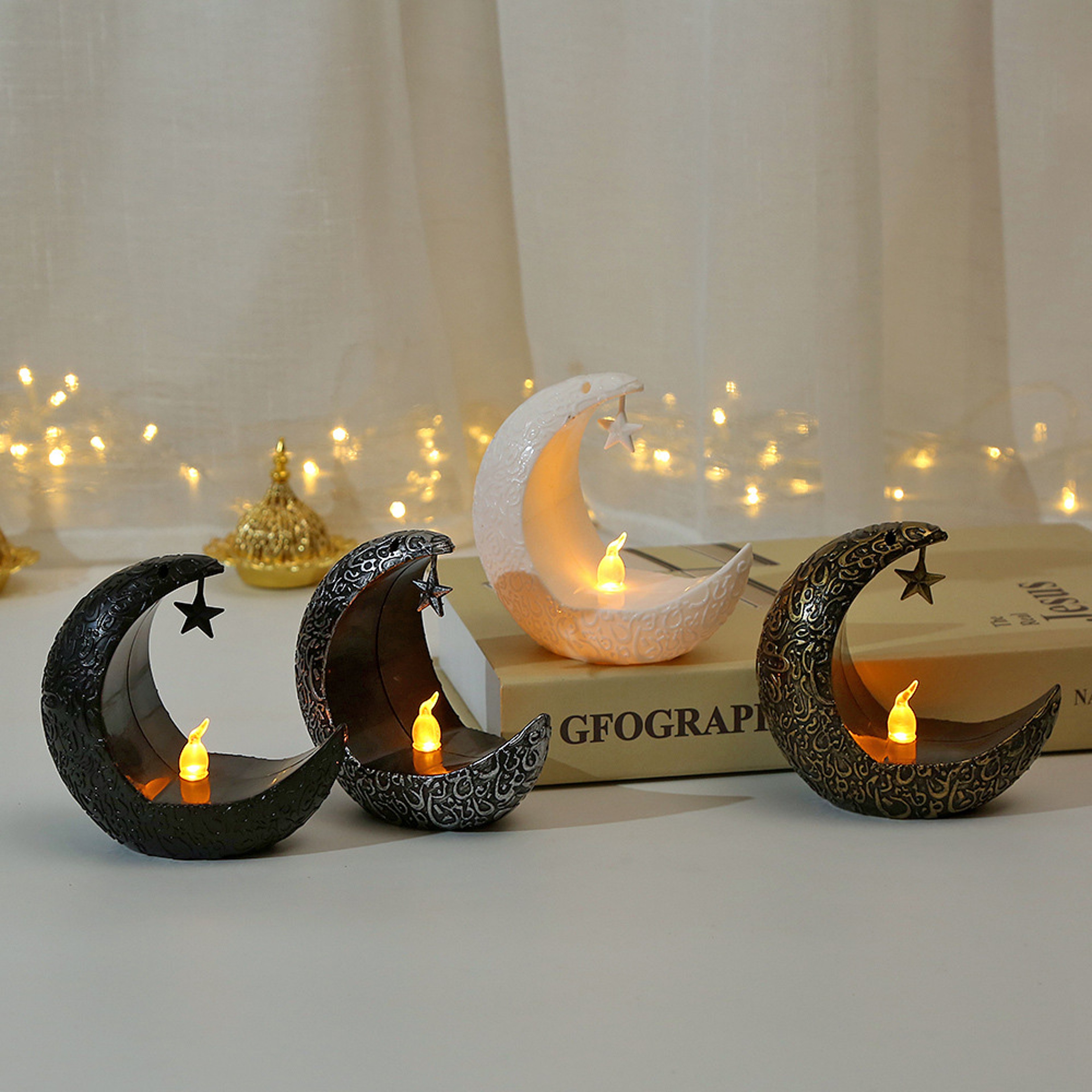 Islamic Ramadan Decoration Star Moon LED Candlestick Lamp for Eid Mubarak and Muslim Home Decor Gifts – view 2