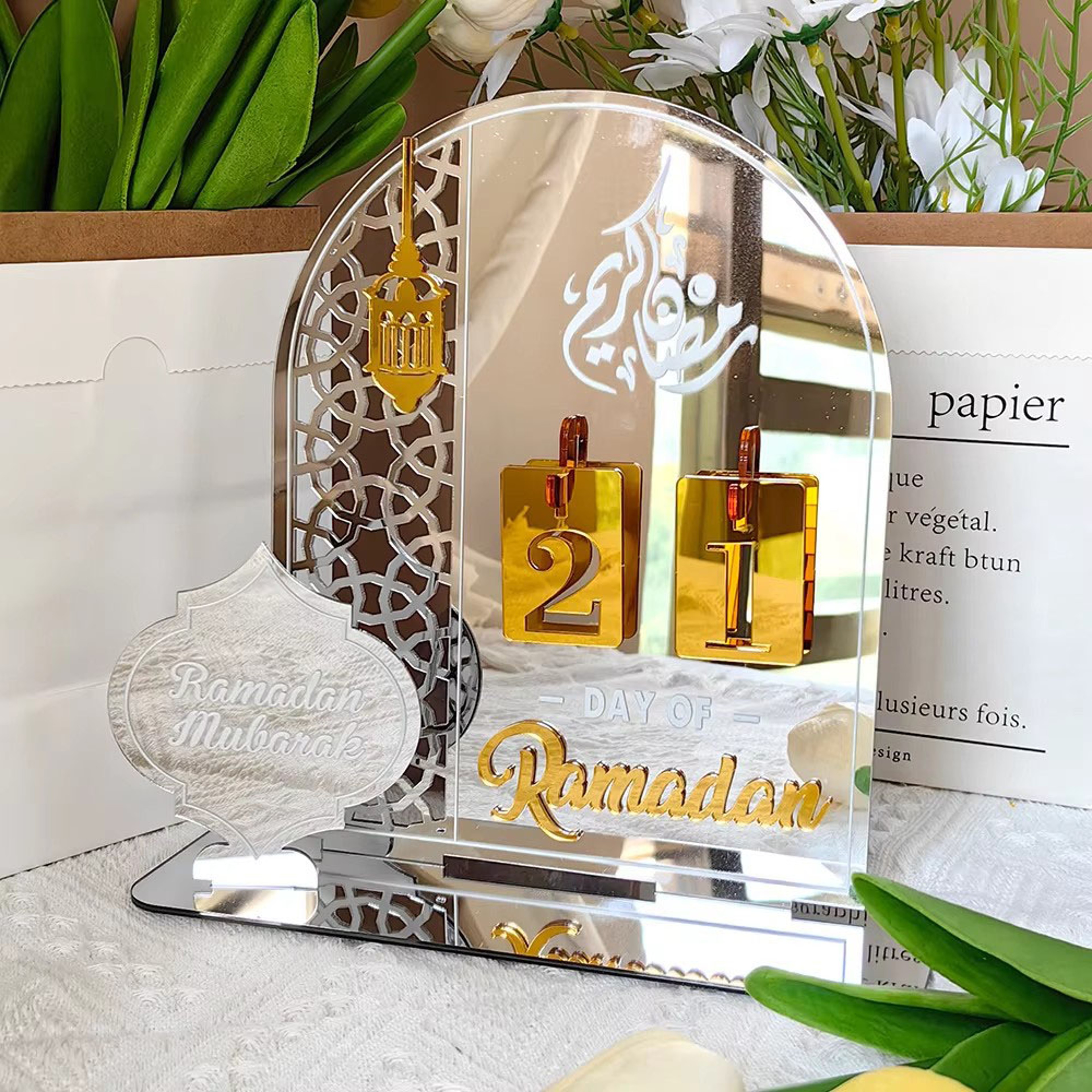 Ramadan Countdown Calendar Acrylic Eid Mubarak Ornament, Kareem Ramadan Decoration for Home Islamic Muslim Decor – view 9