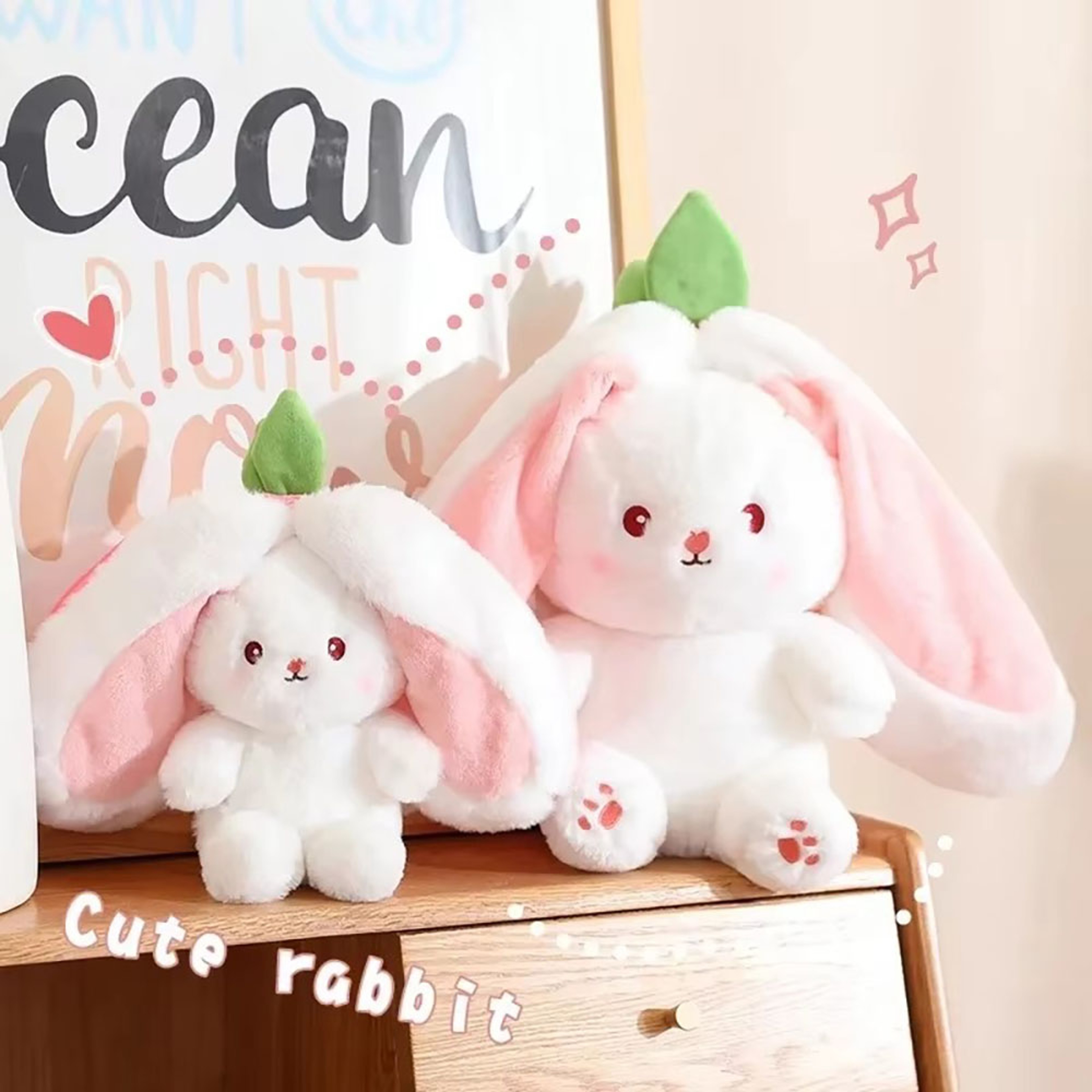 Delicate Soft Cute Deformed Rabbit Plush Toy, Strawberry Carrot Style, Ideal Birthday Gift – view 6