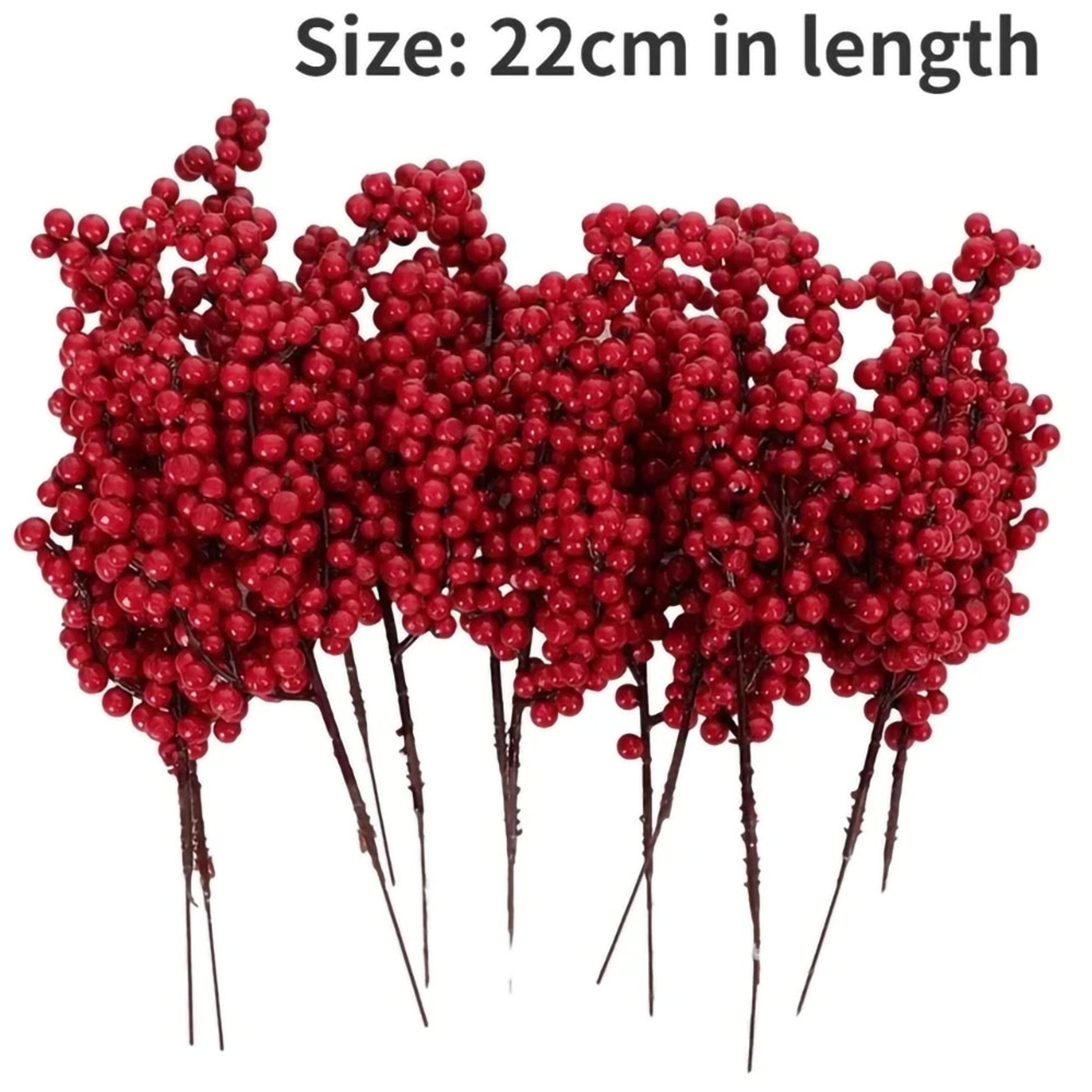 Holly Berry Stamen Plants Chinese New Year Red Berries Branches Xmas Party Decor Wreath Ornaments 5
