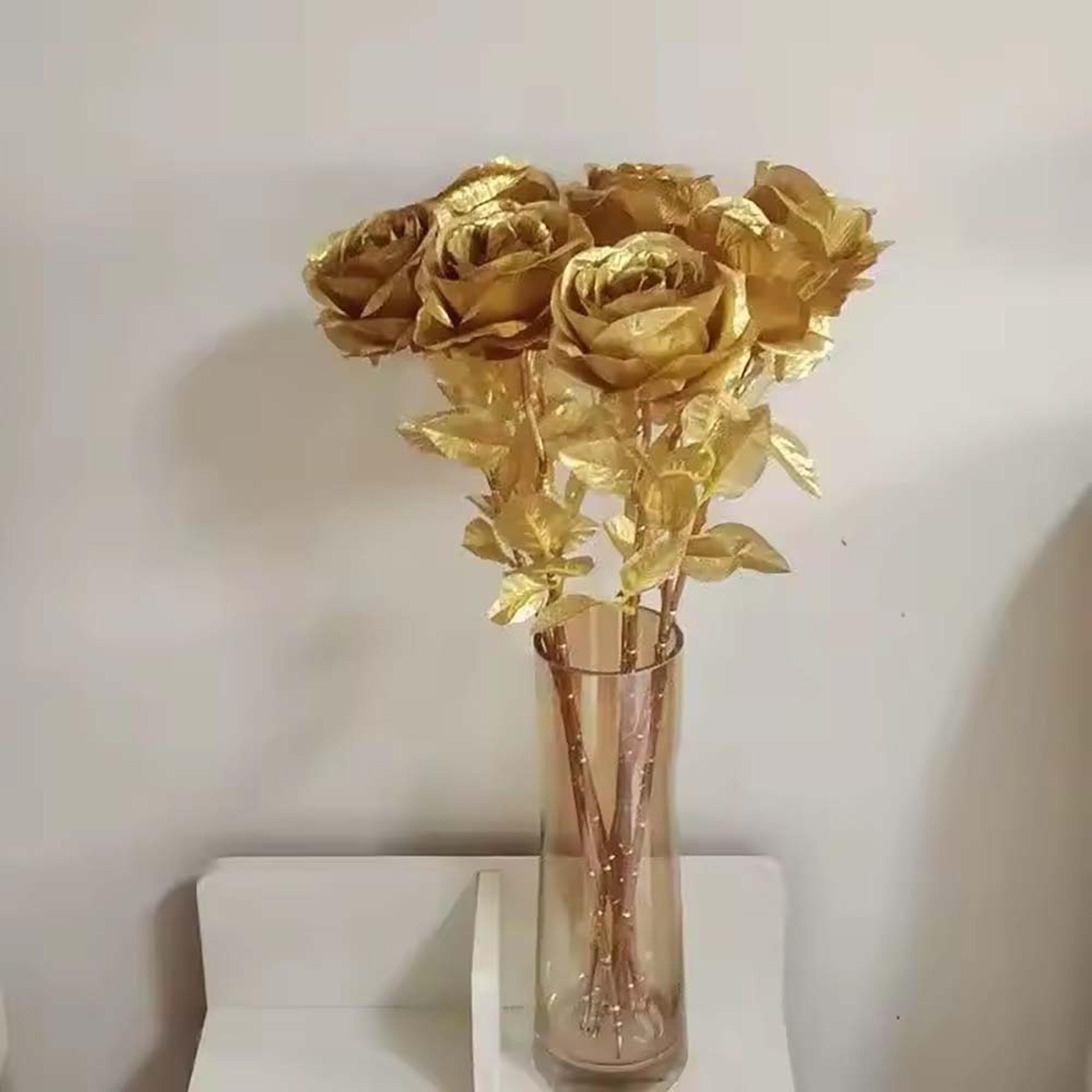 Golden Silk Rose, Wedding Decoration, Living Room Flower, Photography Props, Single Branch Rose – view 3