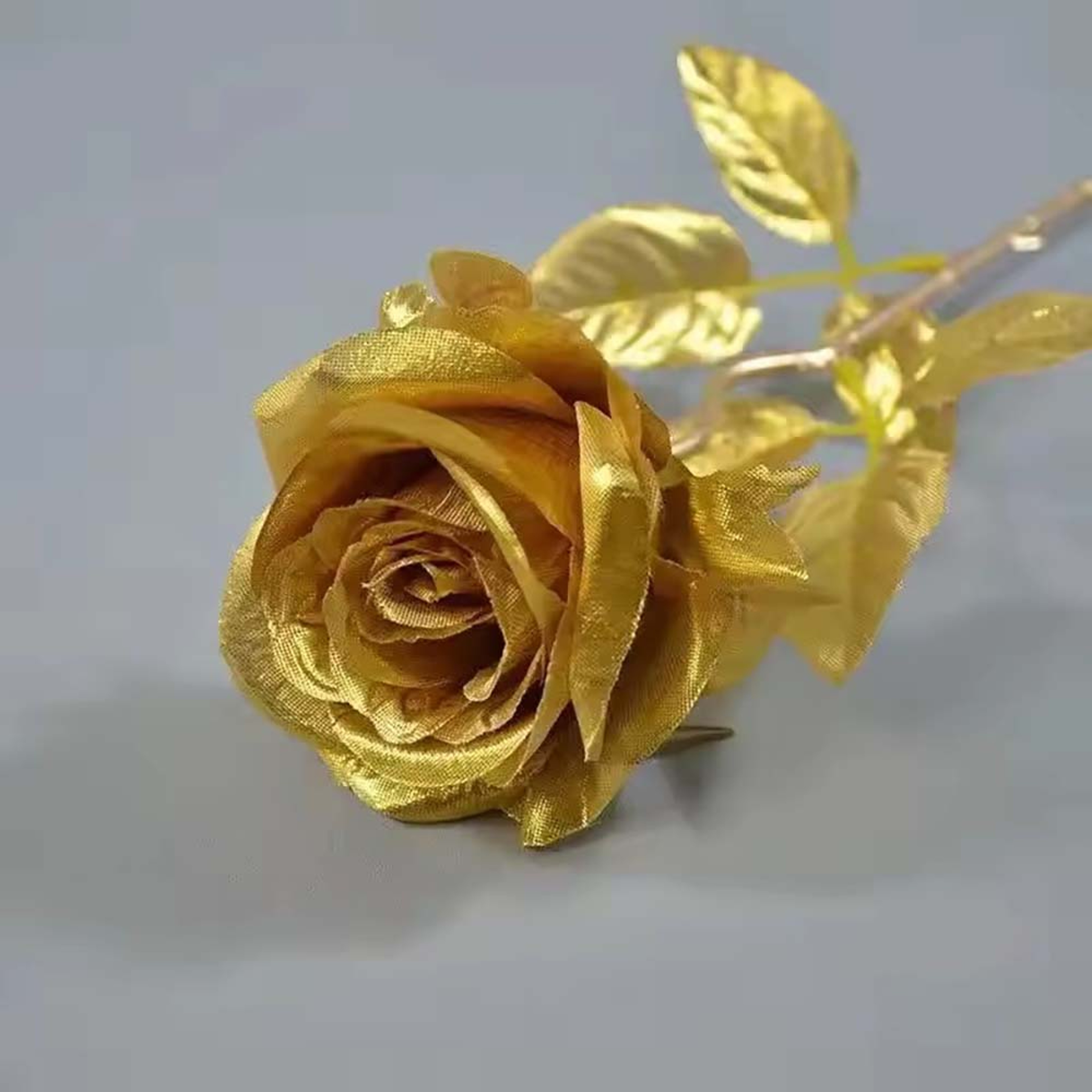 Golden Silk Rose, Wedding Decoration, Living Room Flower, Photography Props, Single Branch Rose – view 7
