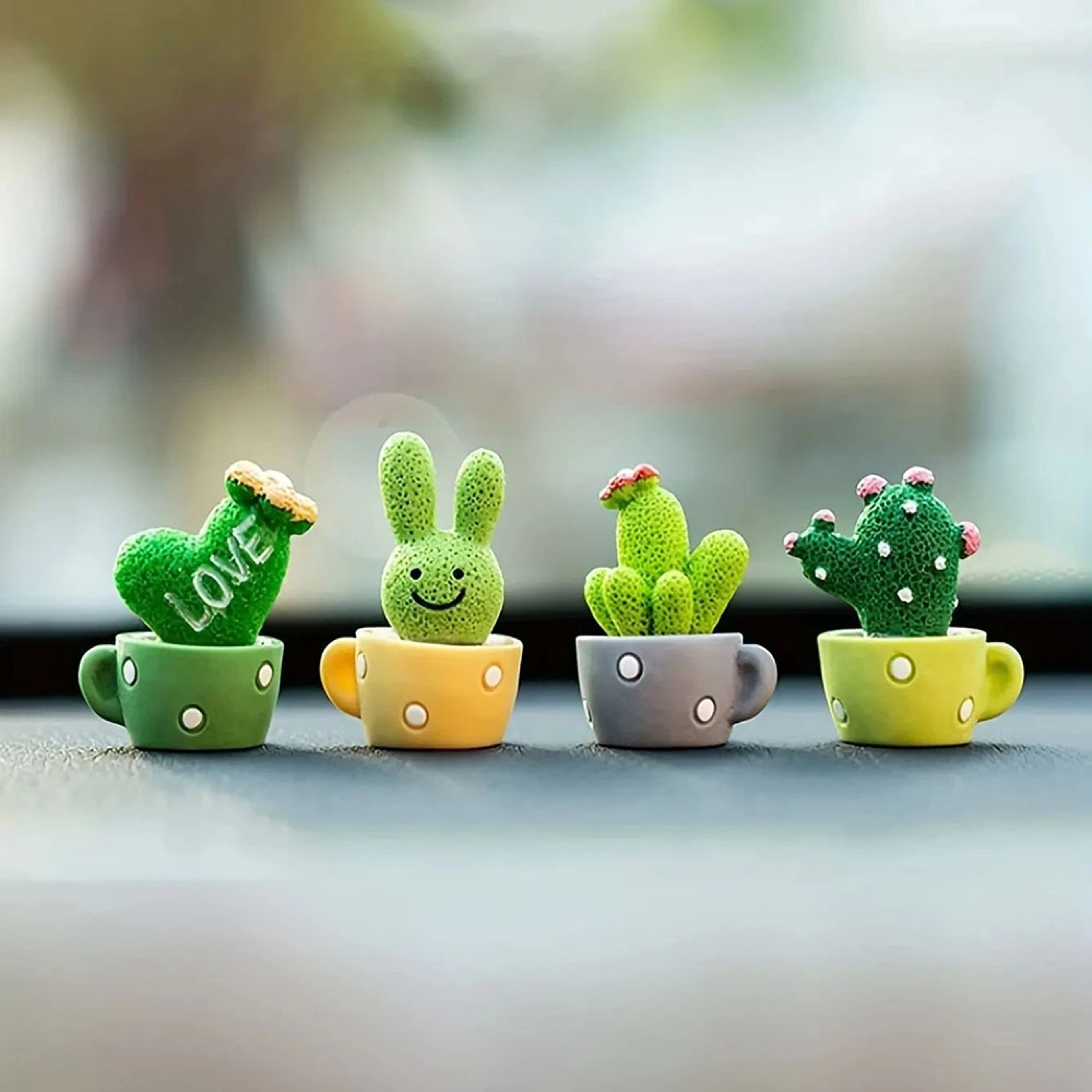 Mini Resin Succulent Cactus Green Plant Car Office Home Living Room Decoration Auto Interior Craft  5