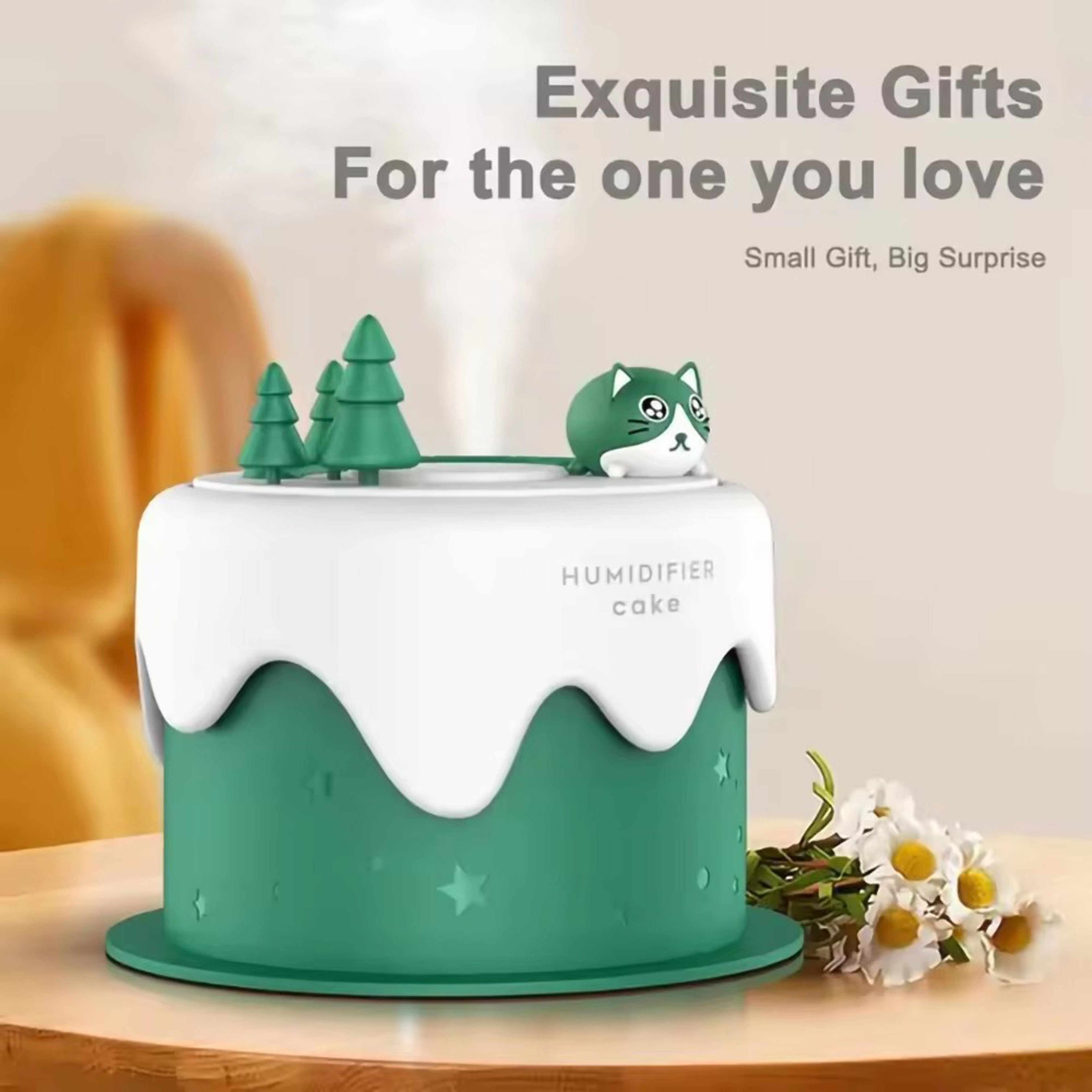 UltraQuiet Cat Cake Humidifier With Colorful LED Lights Ideal For Bedroom 5
