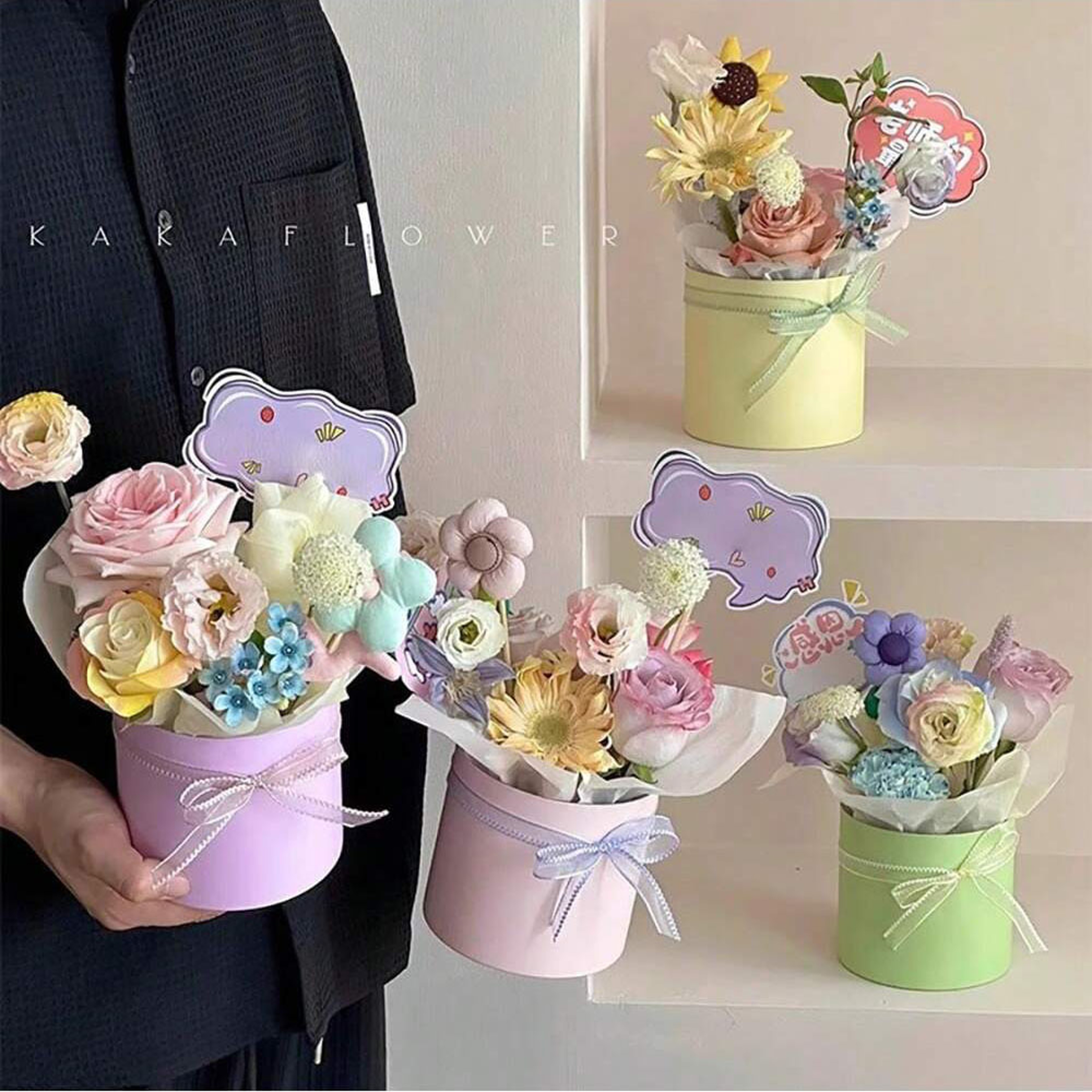 Round Flower Box, Cardboard Gift Boxes for Weddings, Rose Packaging for Valentine's Day Gifts – view 5