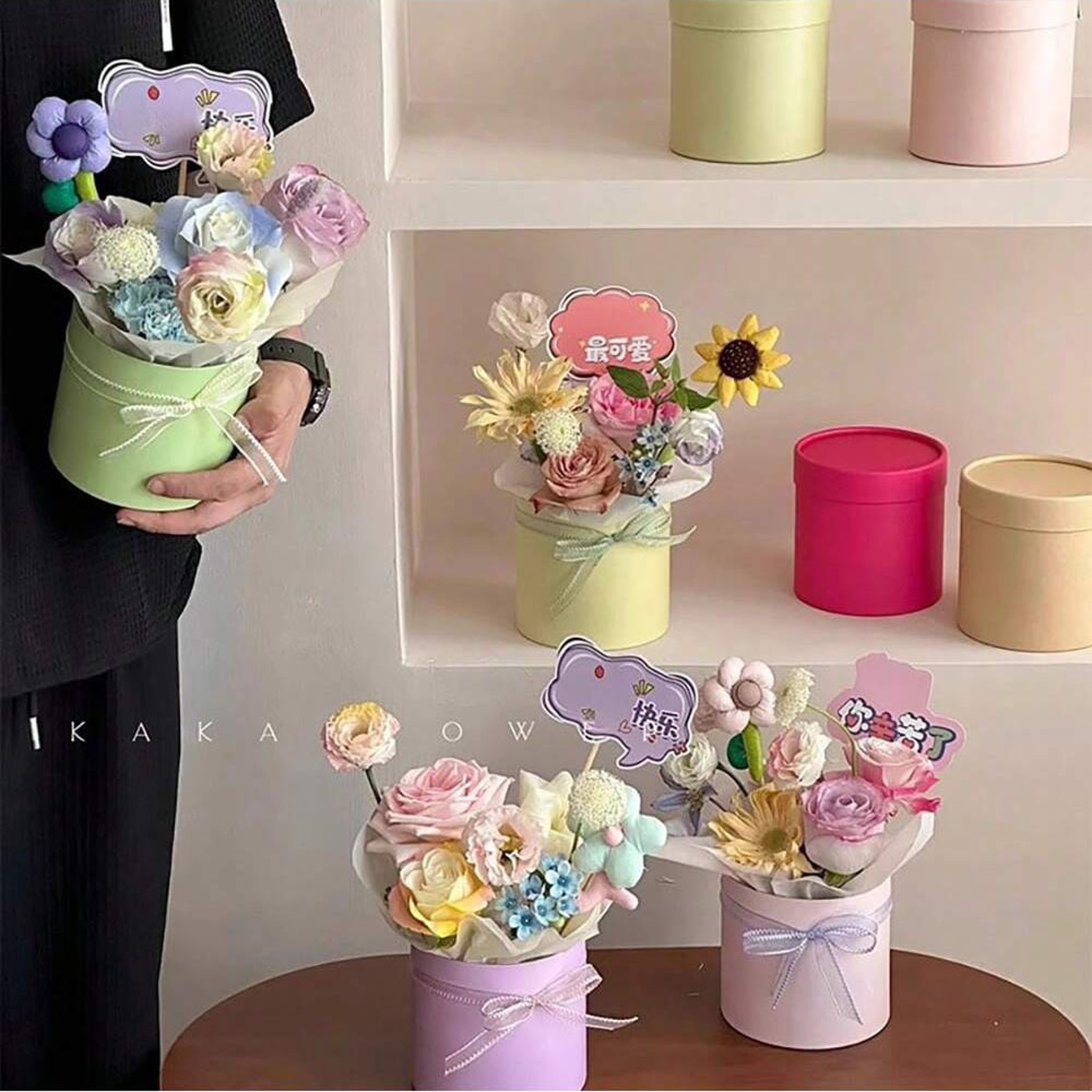 Round Flower Box, Cardboard Gift Boxes for Weddings, Rose Packaging for Valentine's Day Gifts – view 6