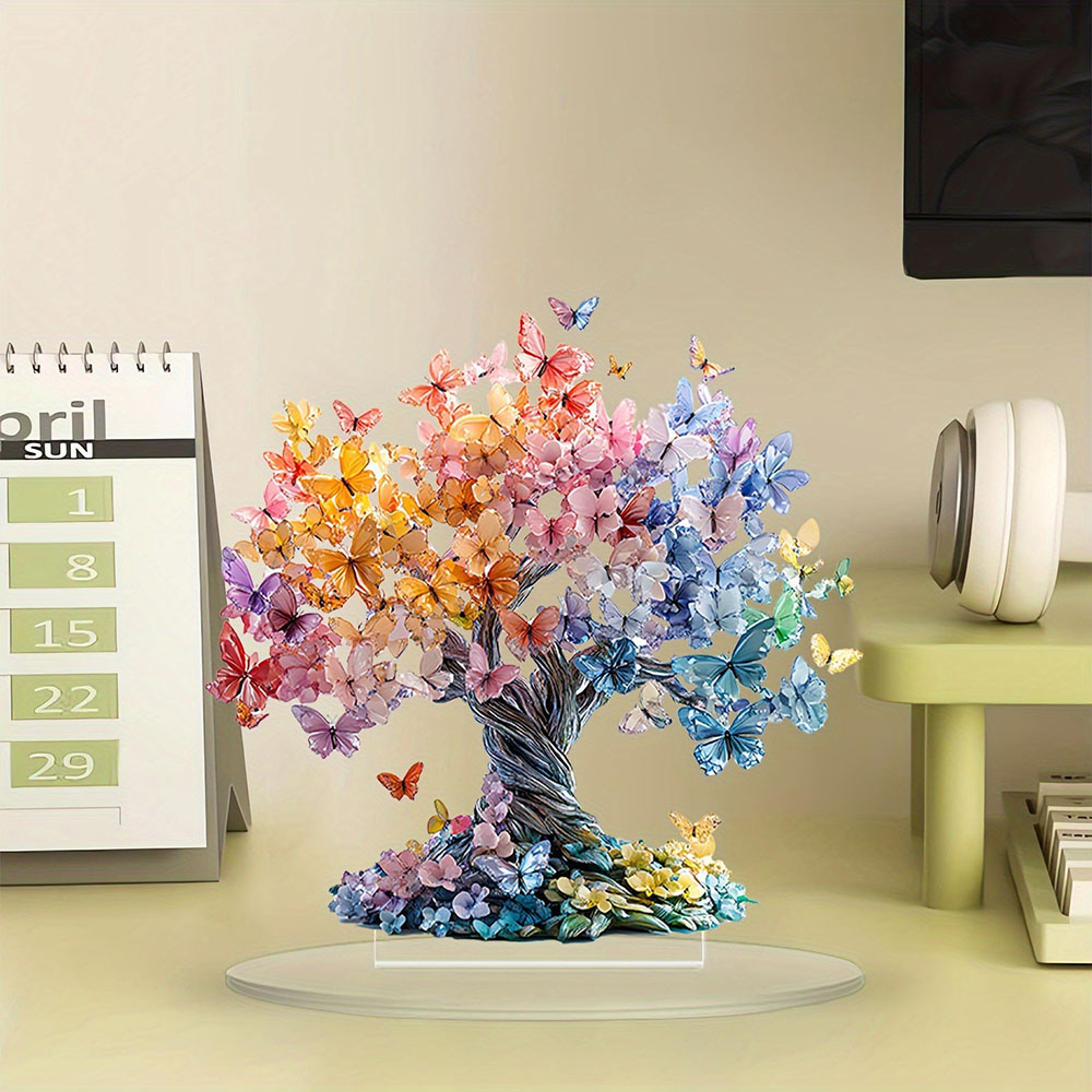 Valentine Day Acrylic Ornament Desktop Heart Tree With Base Seasonal Home Table Decor Acrylic Statu 0