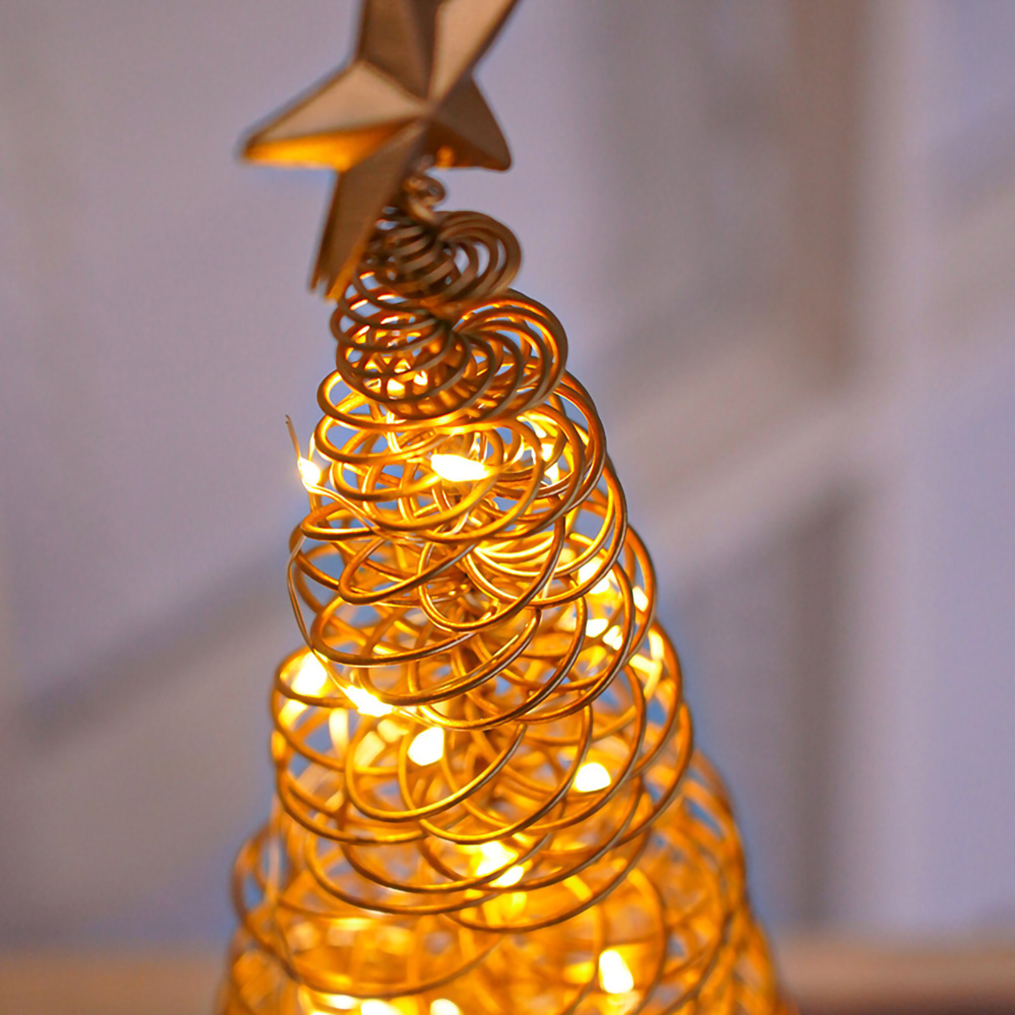 Holiday Tree Lighting Creatively Christmas Lights Tree Fairy Lamp Metal Spiral Star Night Lamp For  1