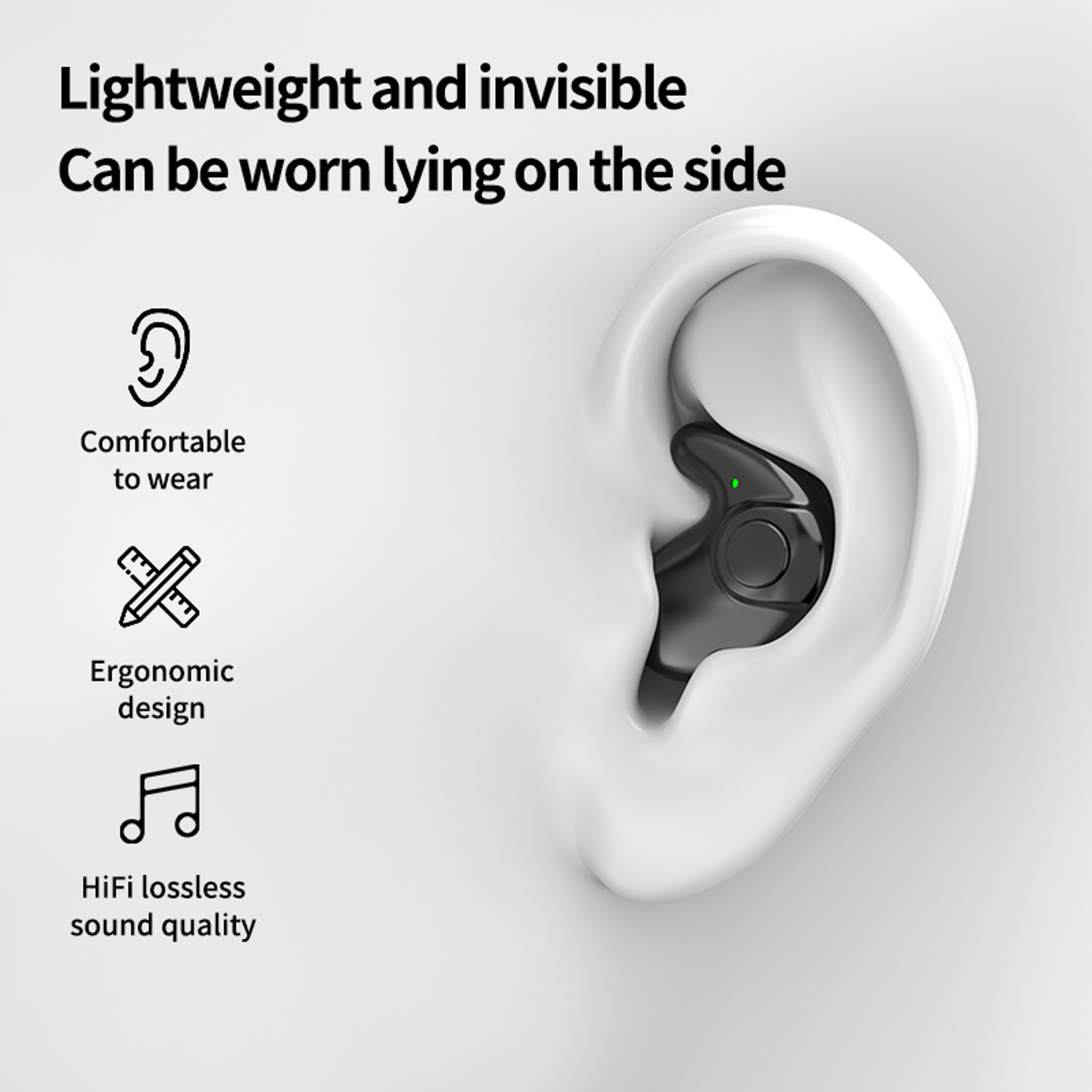 Highend TWS Dual Ear Sleep In Ear Wireless Sports Bluetooth Headphones Mini Painless Call Noise Can 1