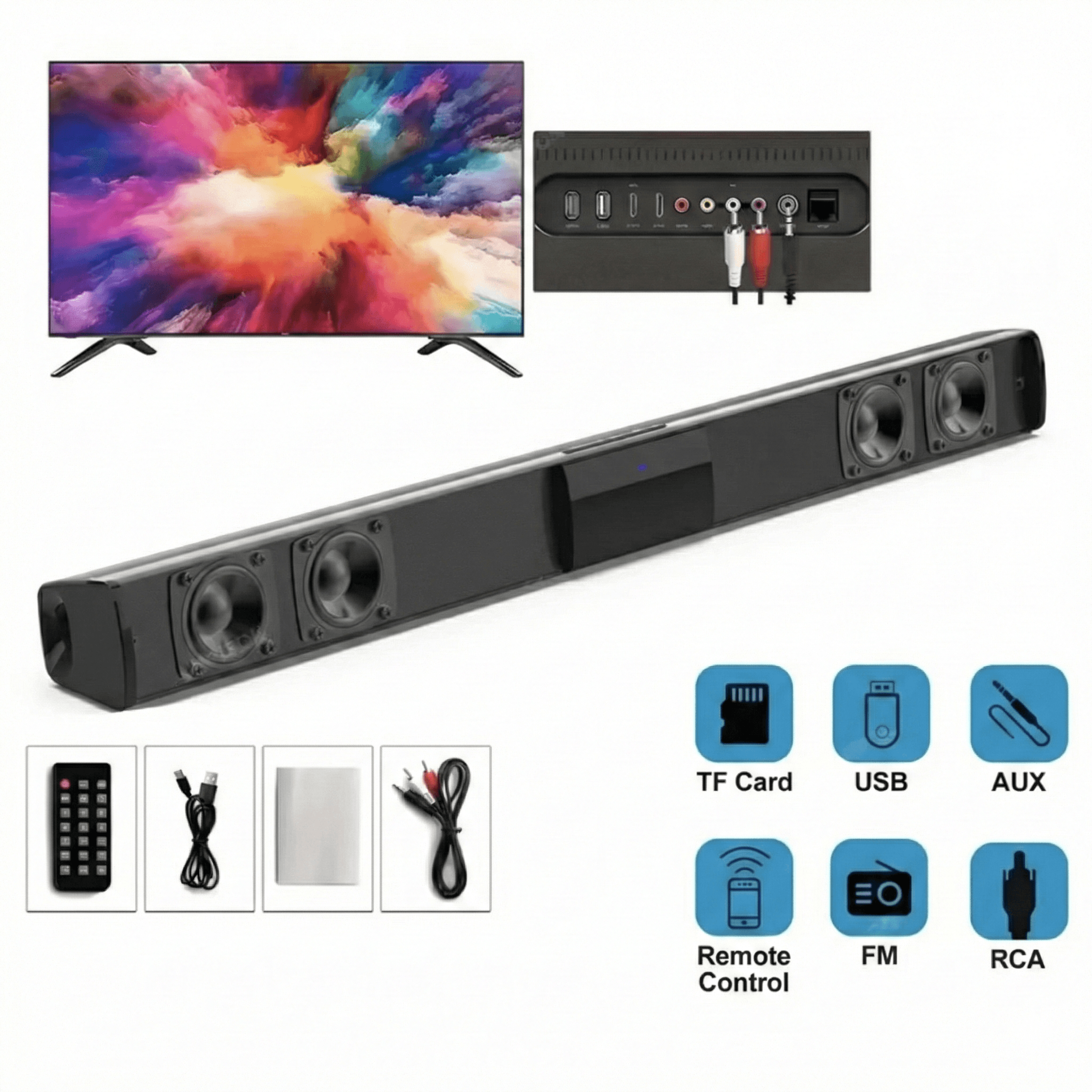 Bluetooth Soundbar Speakers Stereo Surround Sound Home Cinema With Remote Control 0