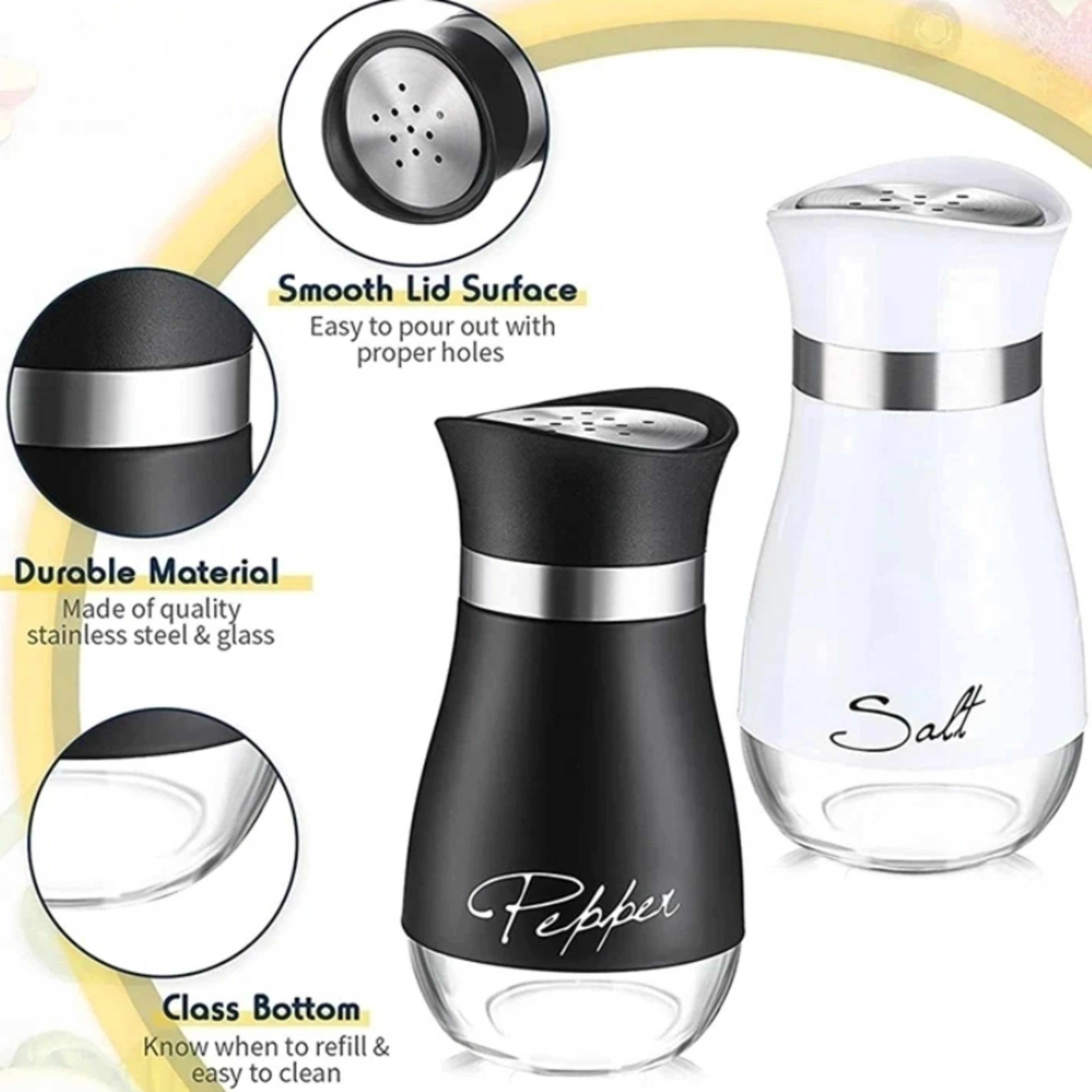 Salt and Pepper Bottle Set, Reusable Seasoning Containers, Sealed and Moisture-Proof for Home and Commercial Kitchens – view 3