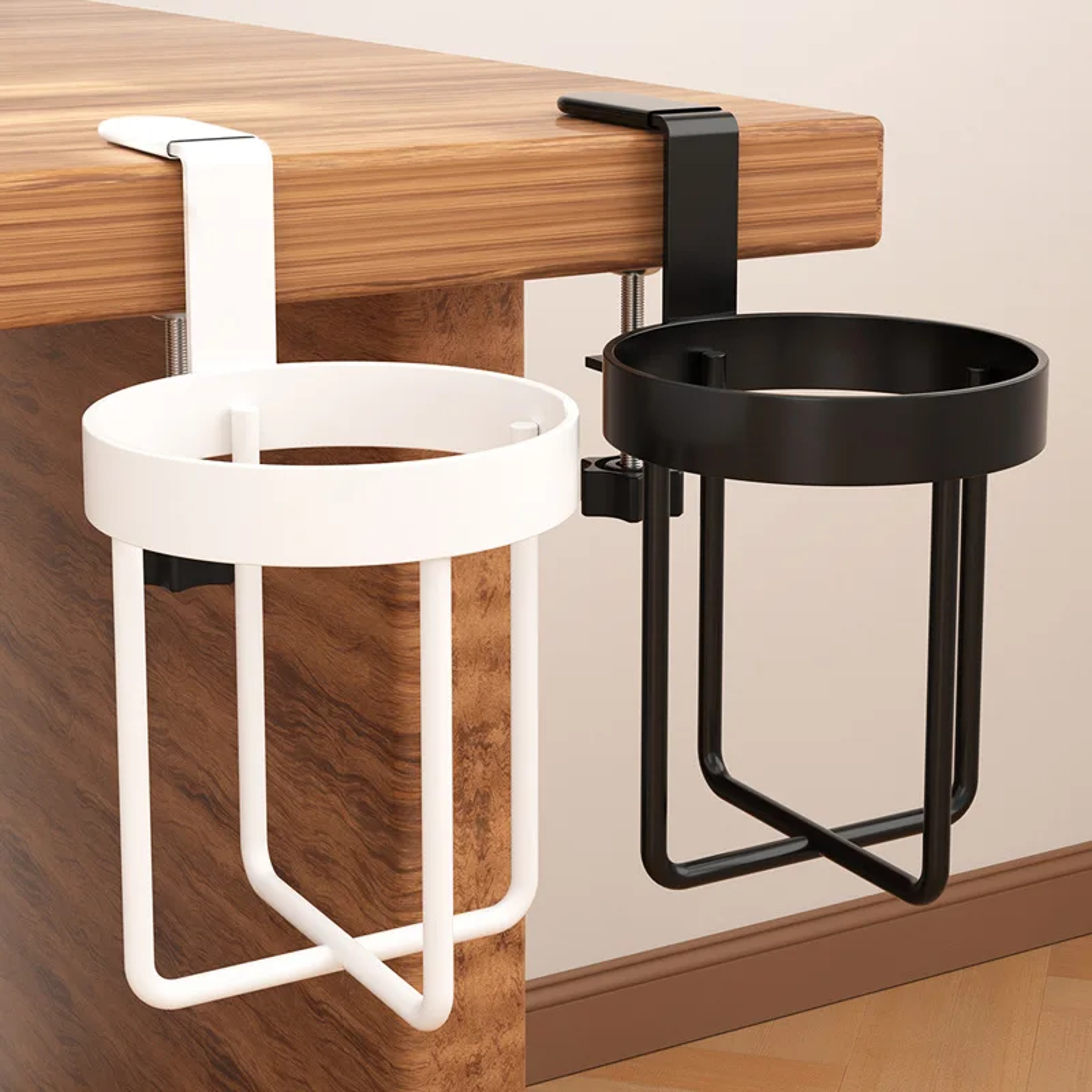 Iron Hanging Table Edge Water Cup Holder Office Coffee Cups Hook Desk Side Storage Rack Fixed NoPun 0