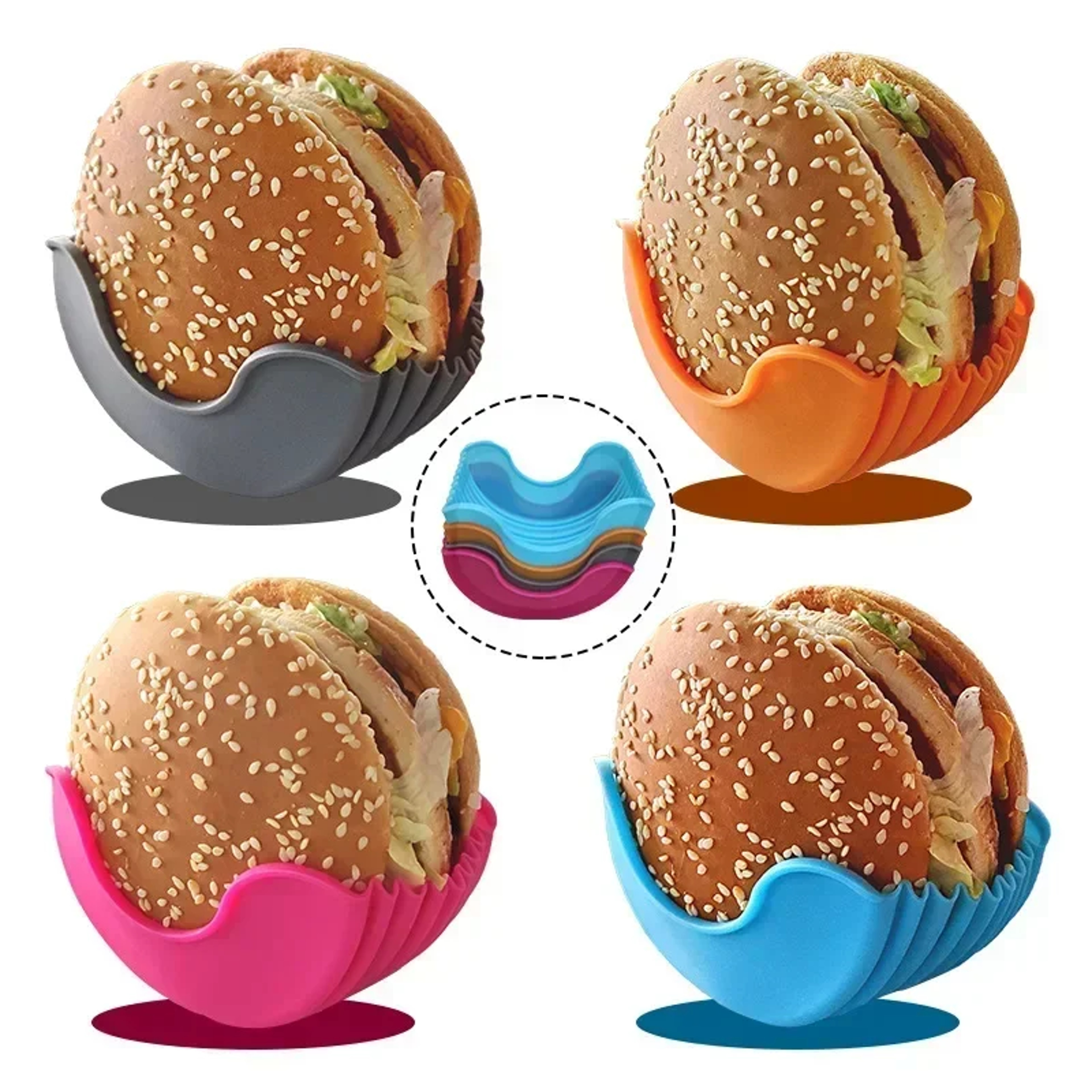 Silicone Burger Tool Holder Reusable Burger Rack Kitchen Organizer Shelf Storage 1