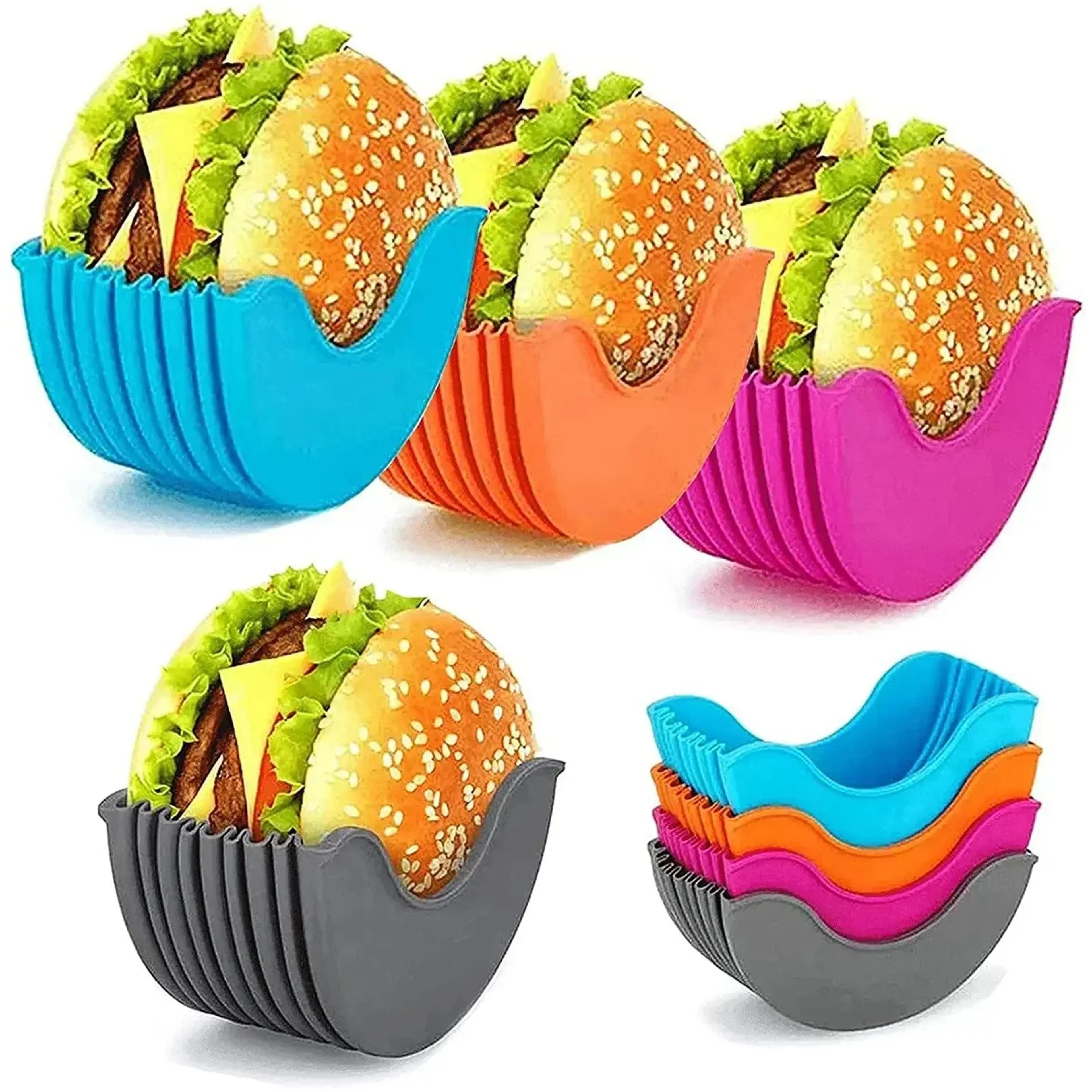 Silicone Burger Tool Holder Reusable Burger Rack Kitchen Organizer Shelf Storage 0