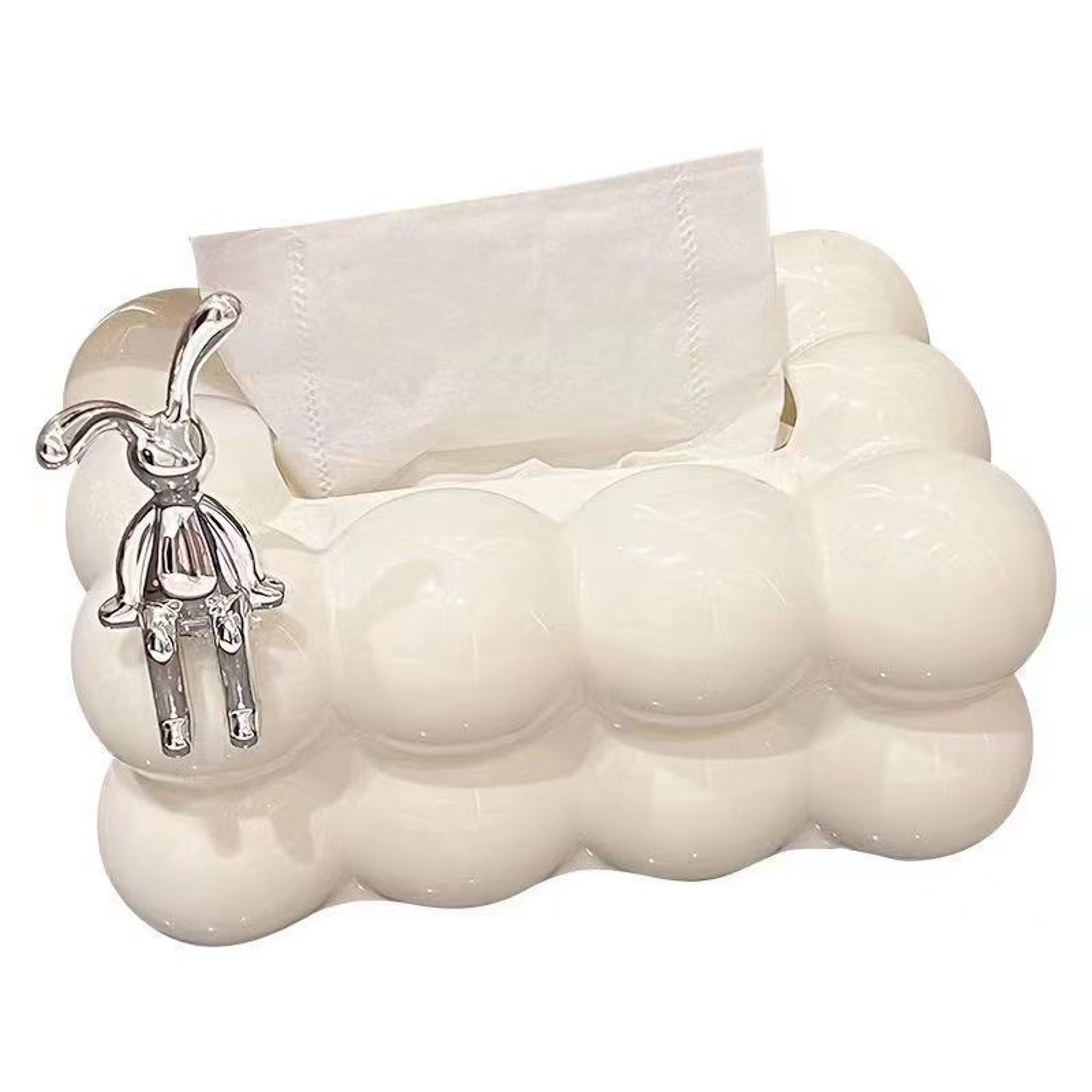 Marshmallow Style Tissue Storage Box, White and Black Plastic, New Type Tissue Box for Home, Restaurant and Office – view 8