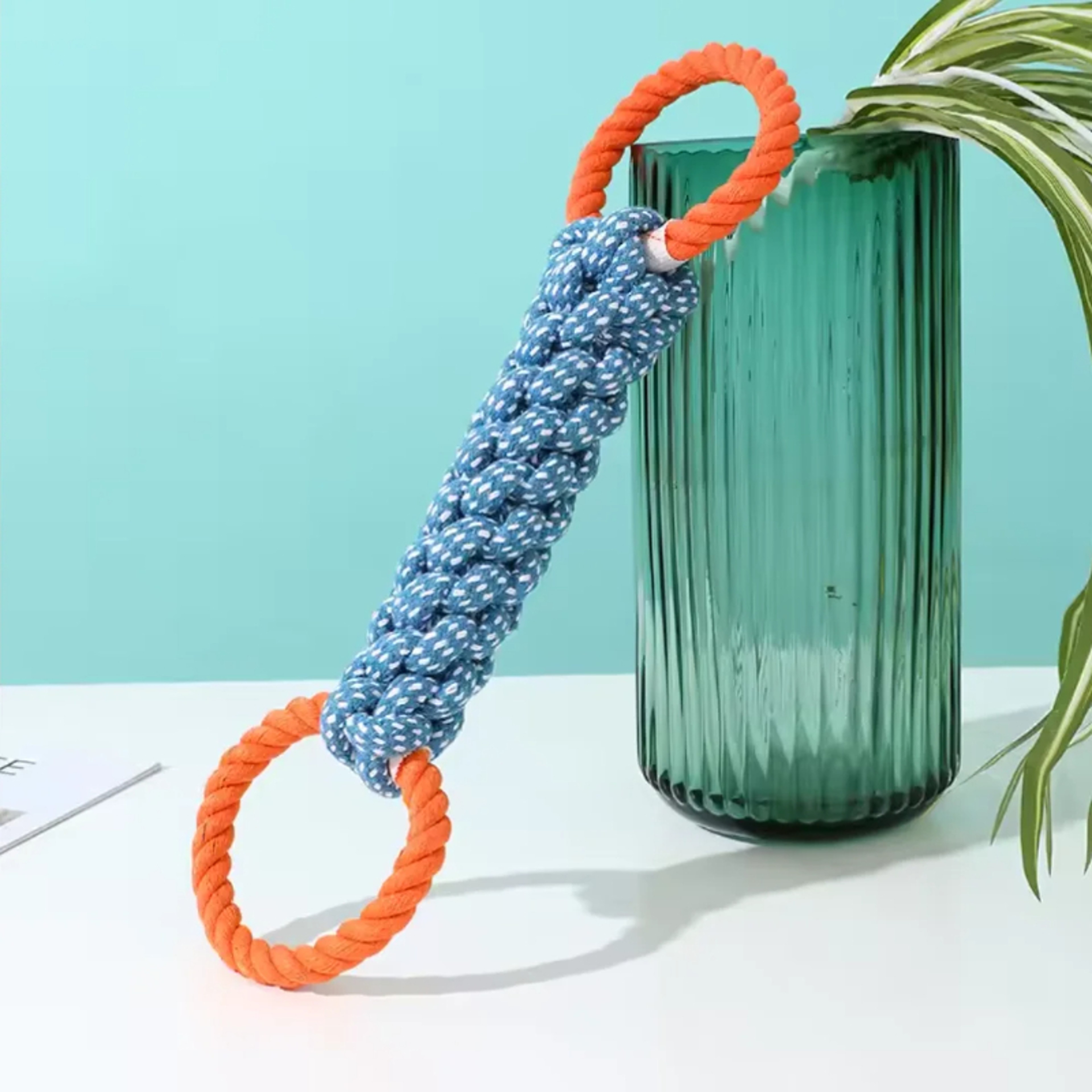 Biting rope dog toys for teeth cleaning, stress relieving sturdy hand woven – view 6
