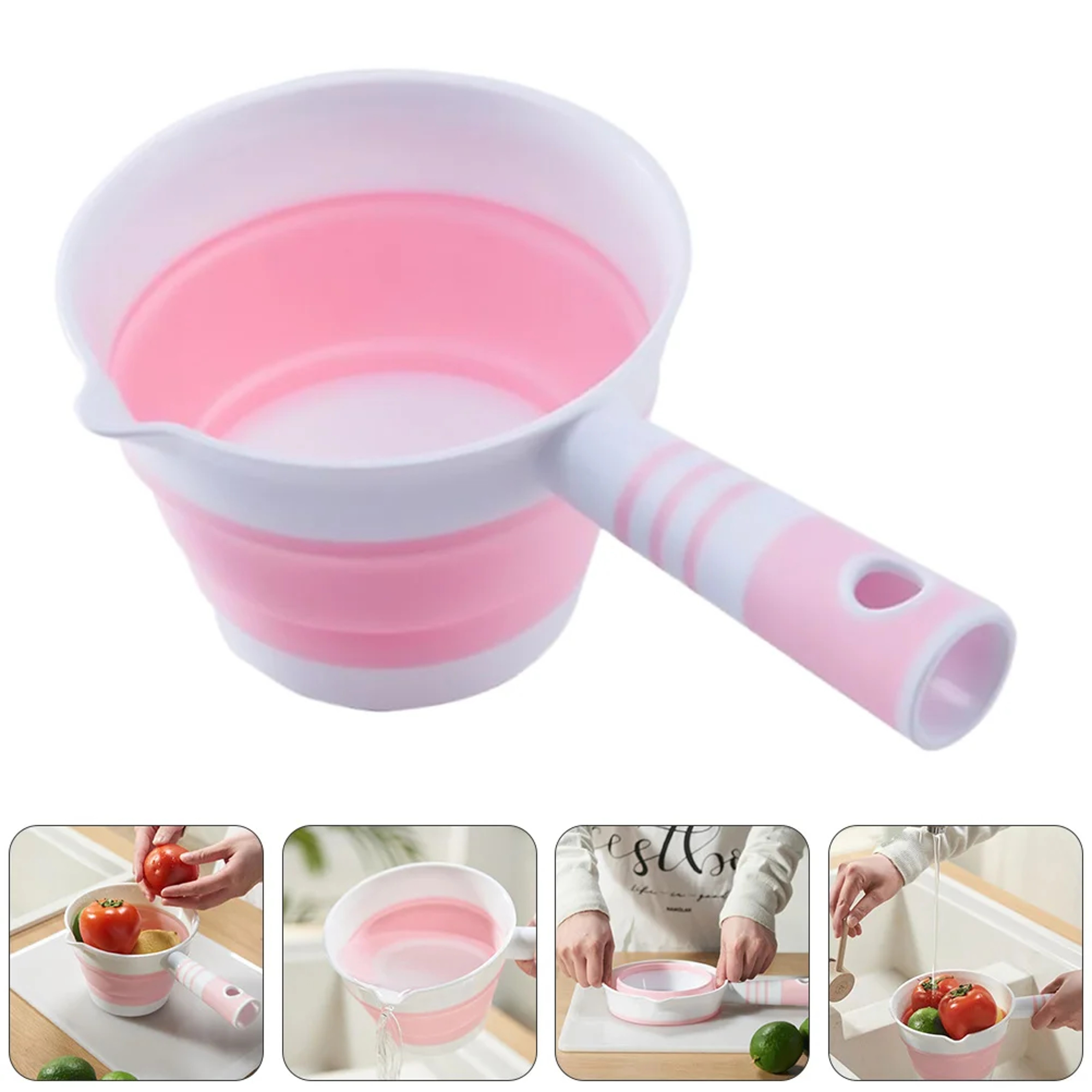 Collapsible Portable Water Scoop for Kitchen, Bathroom, Hair Washing, Folding Silica Fruits and Vegetables Spoon – view 3