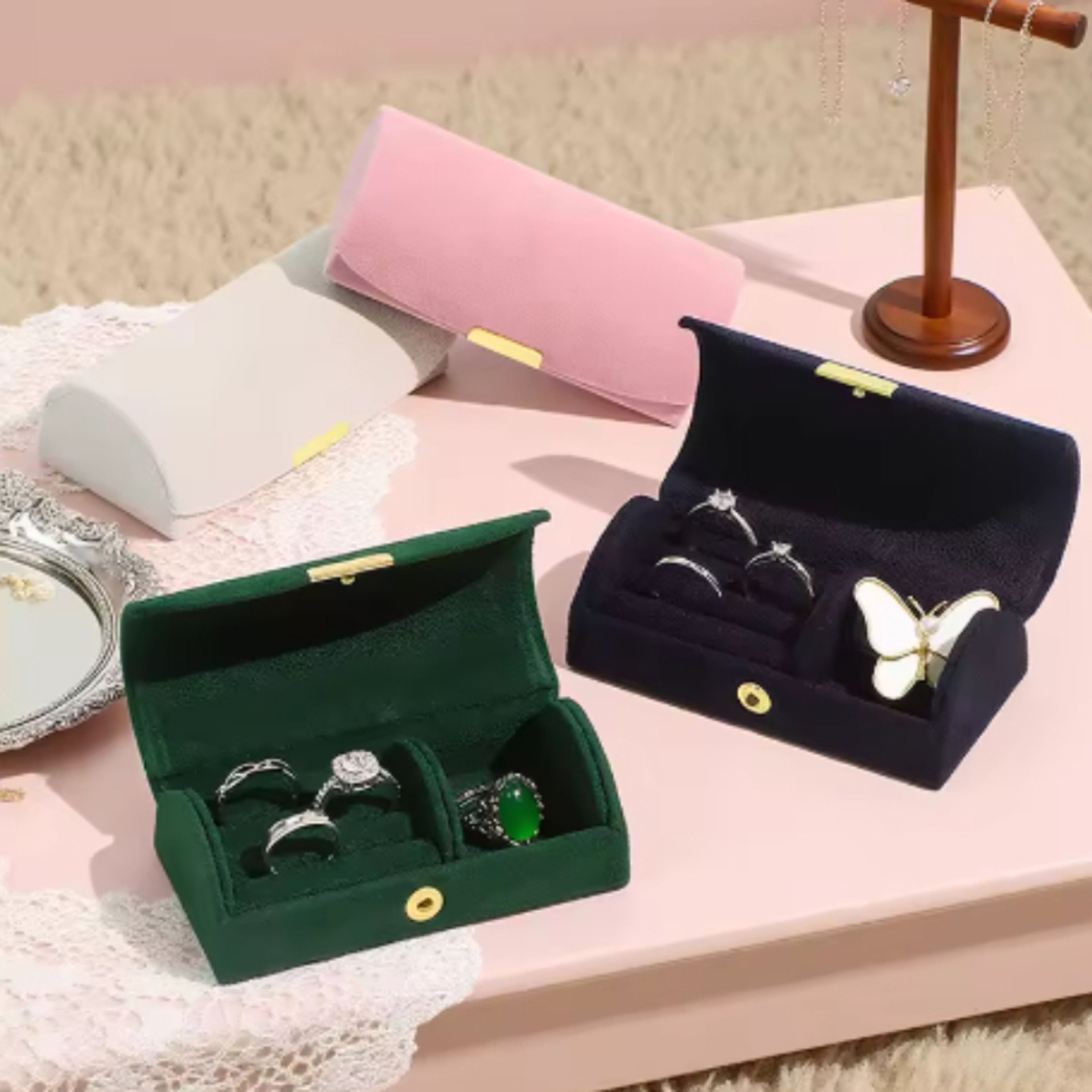 Exquisite Portable Jewelry Box, High-End Anti-Oxidation Ring Box for Women's Business Travel, Gift Box – view 2