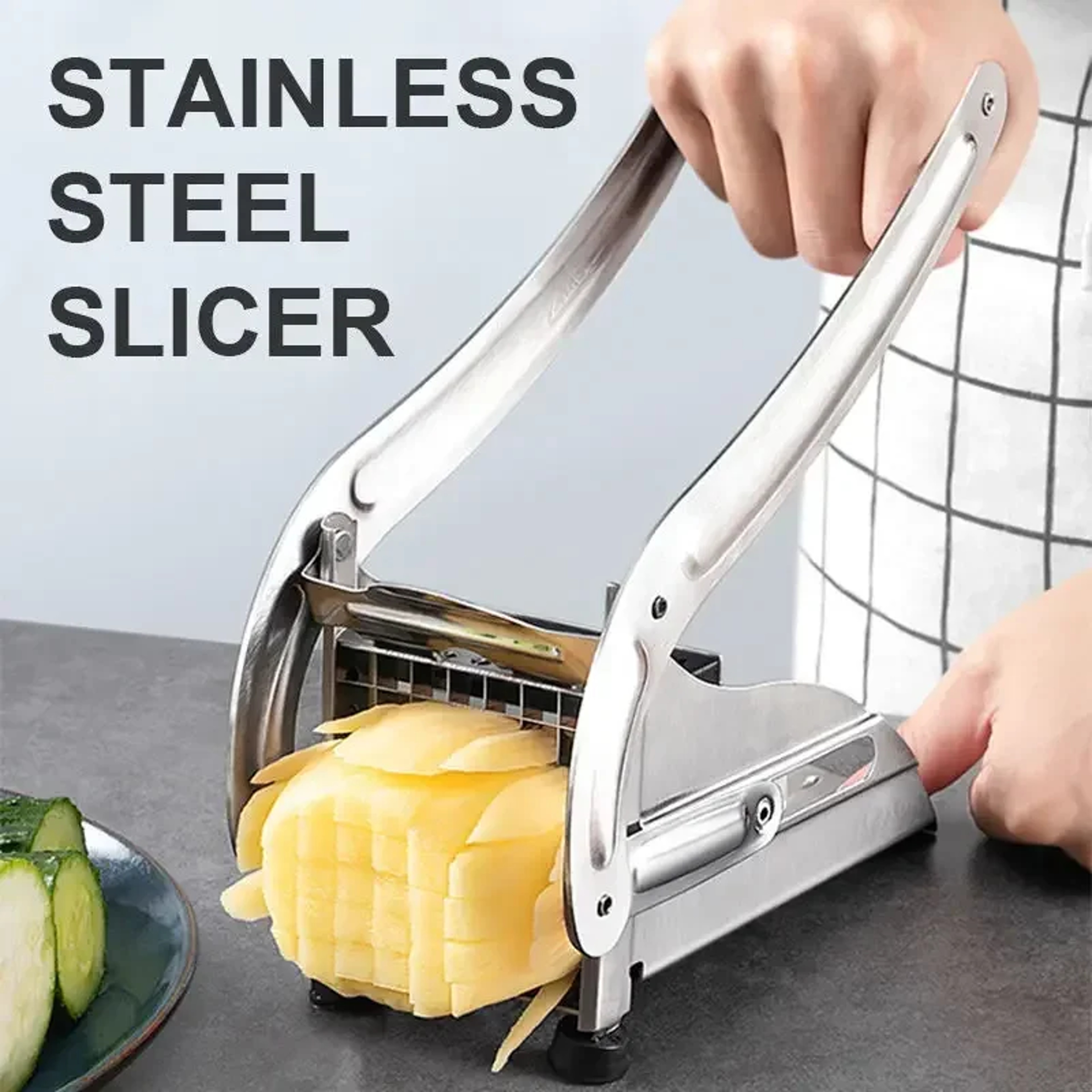 Food Chopper, Stainless Steel Vegetable Cutting Machine, French Fry Slicer, Potato Cutter – view 5
