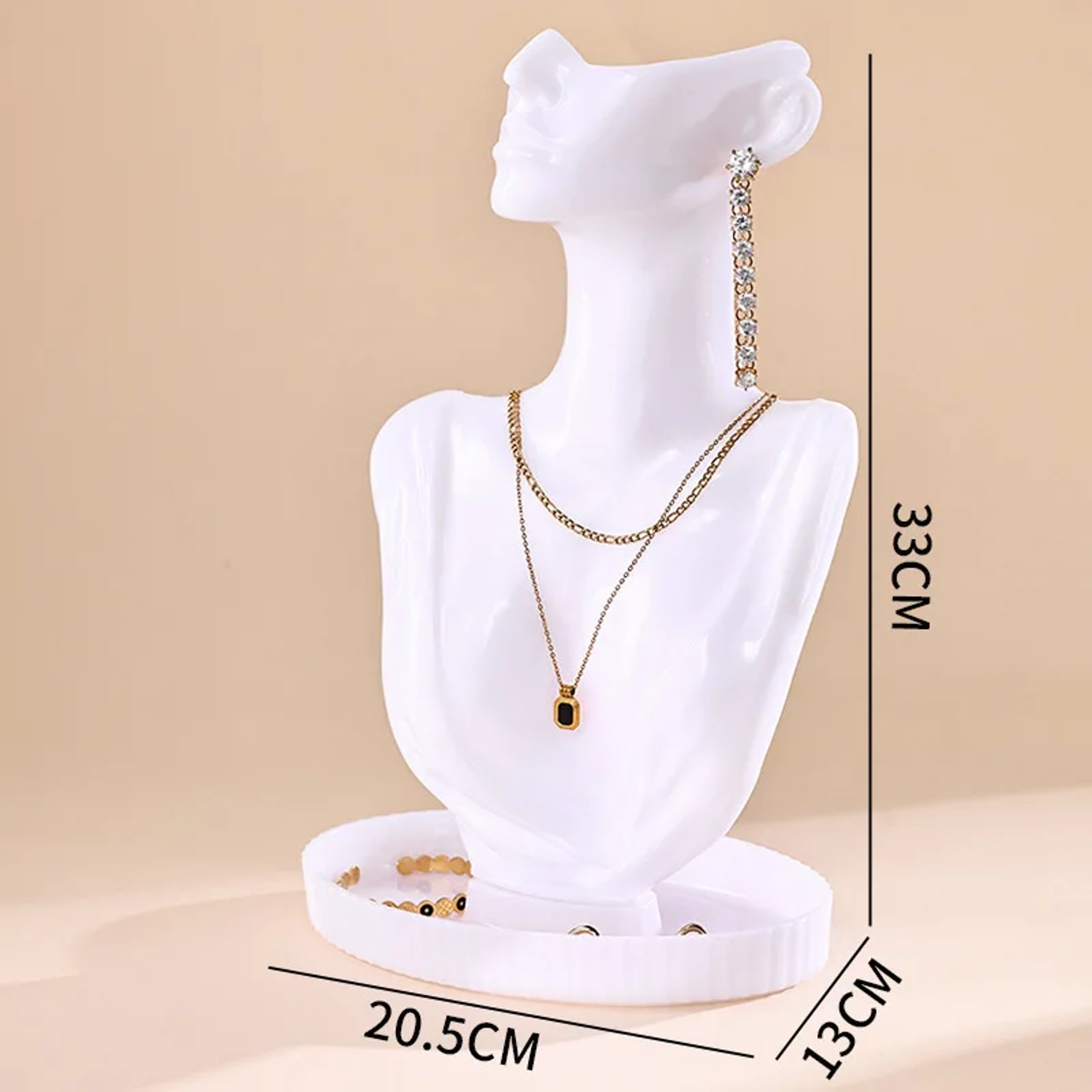 Jewelry Display Stand Portrait Neck Model Plastic Necklace  Earring Rack 4