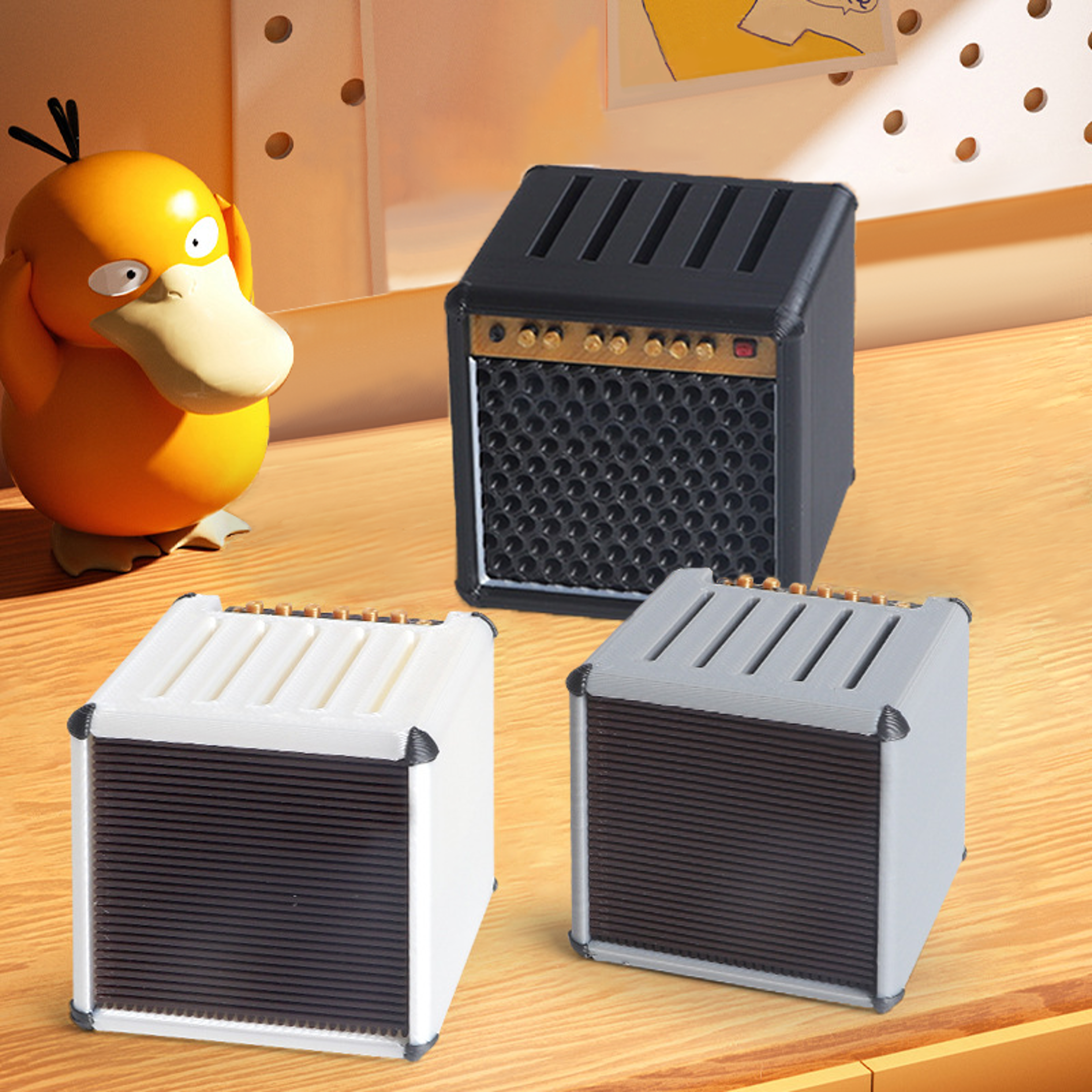 Modern Art Simulated Speakers 3D Printed Music Guitar Bass Pick Storage Box Spacesaving Desktop Orn 0