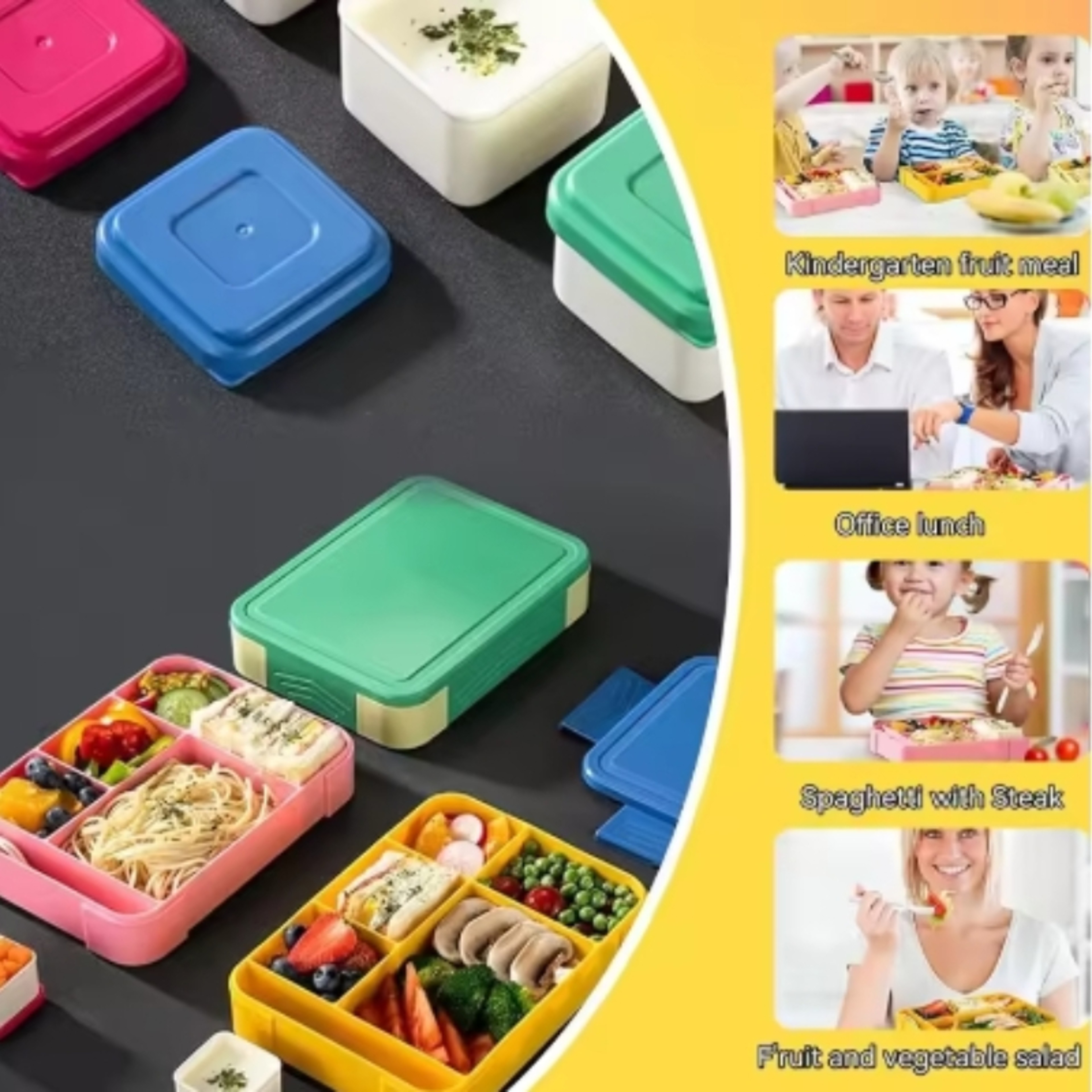 Food Grade Sealed Bento Box With Compartments Microwave Heating Outdoor Dining 1