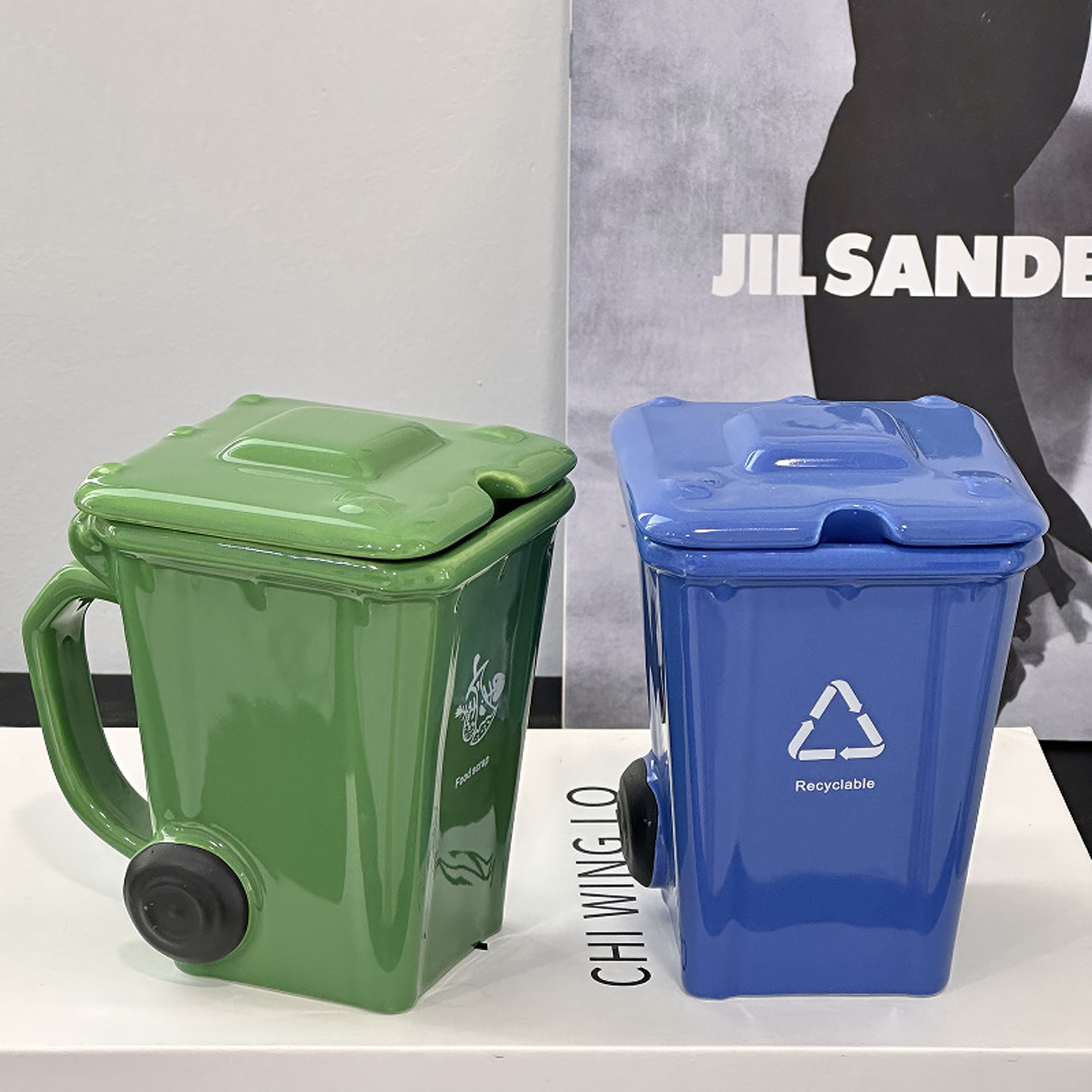 Creative Ceramic 3D Recycling Bin Mug Trash Can Modeling Cup Personality Funny Coffee Cup 0