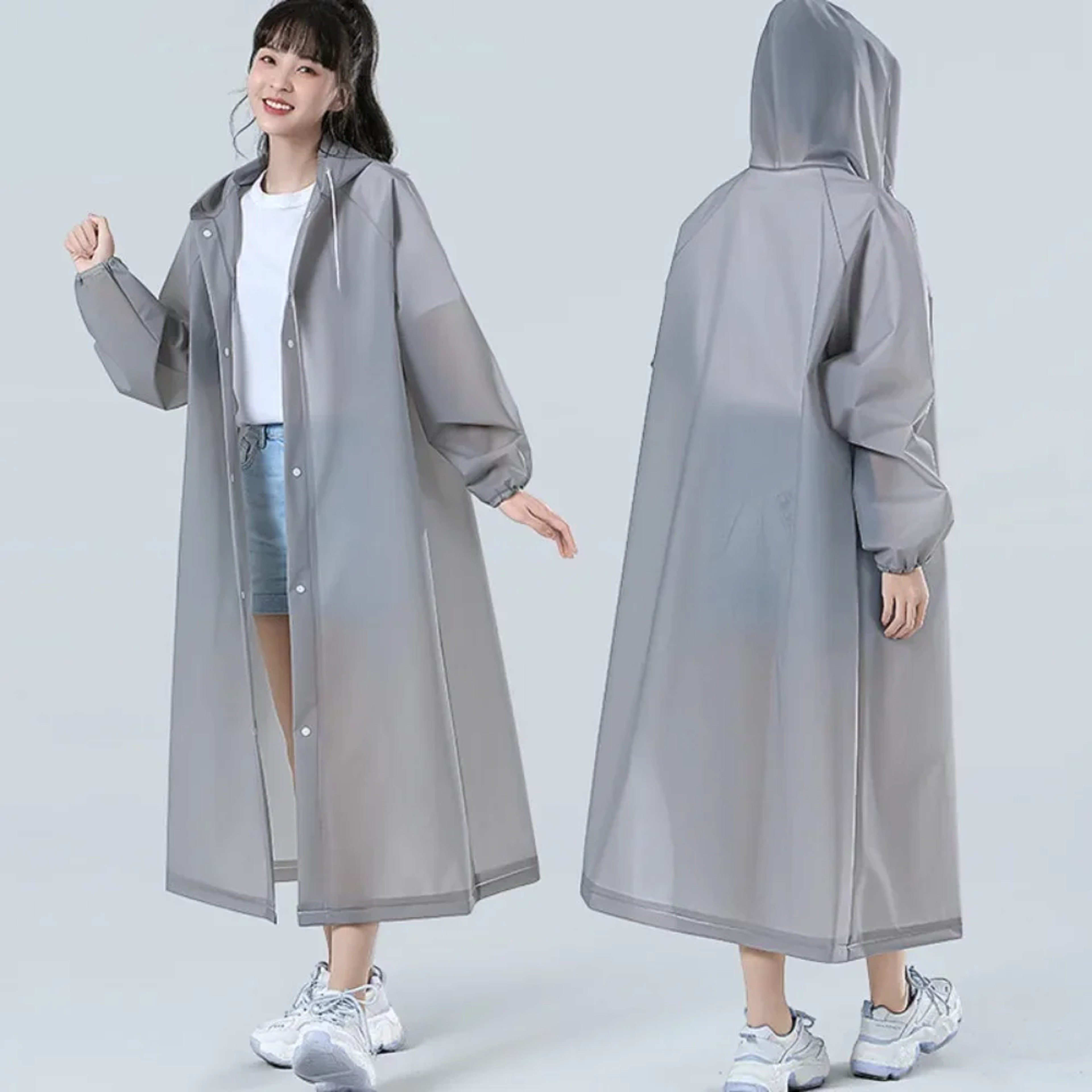 Reusable Poncho Outdoor Rainwear For Women And Men, Adult Raincoat Hooded One-piece Long Raincoat Transparent Waterproof – view 2