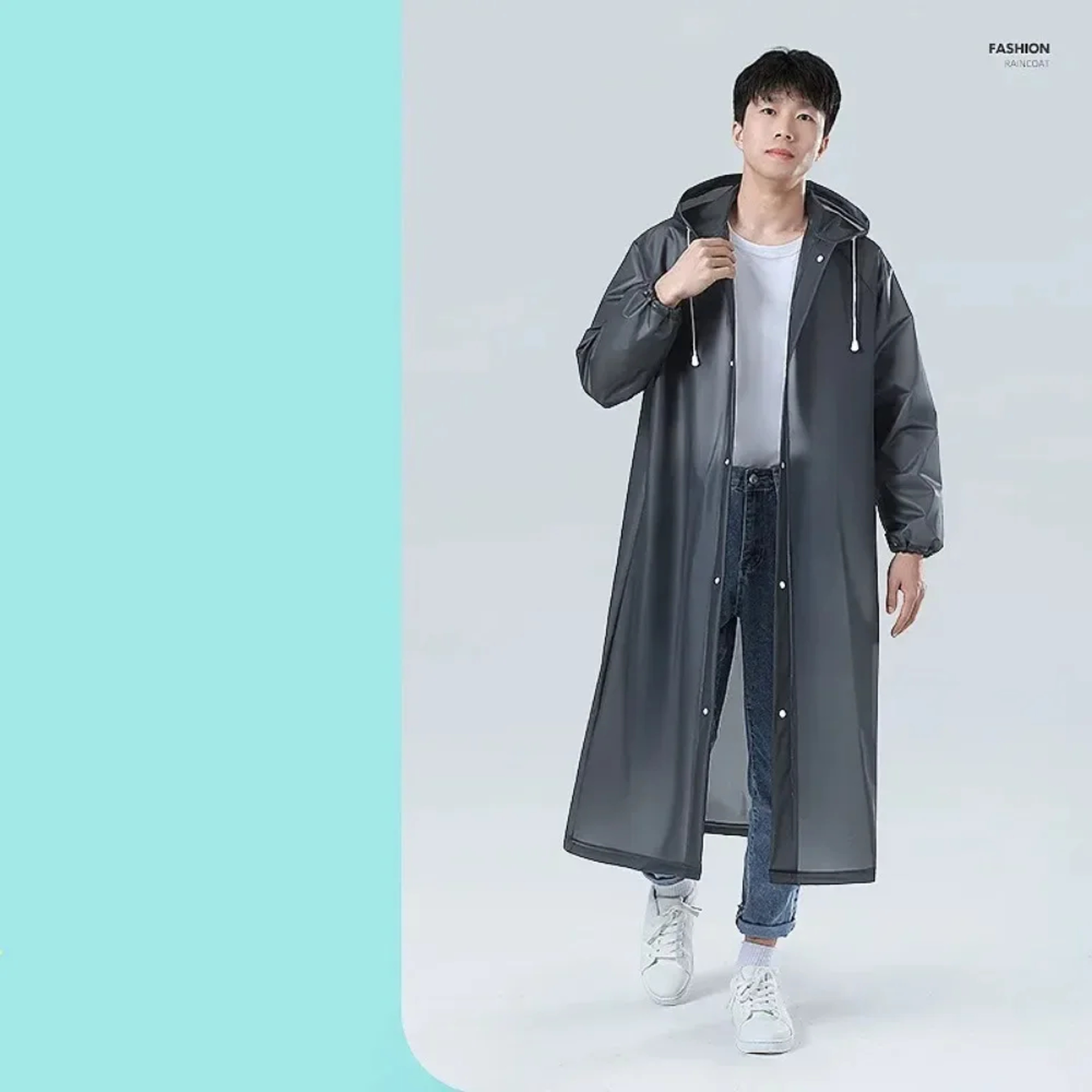 Reusable Poncho Outdoor Rainwear For Women And Men, Adult Raincoat Hooded One-piece Long Raincoat Transparent Waterproof – view 3
