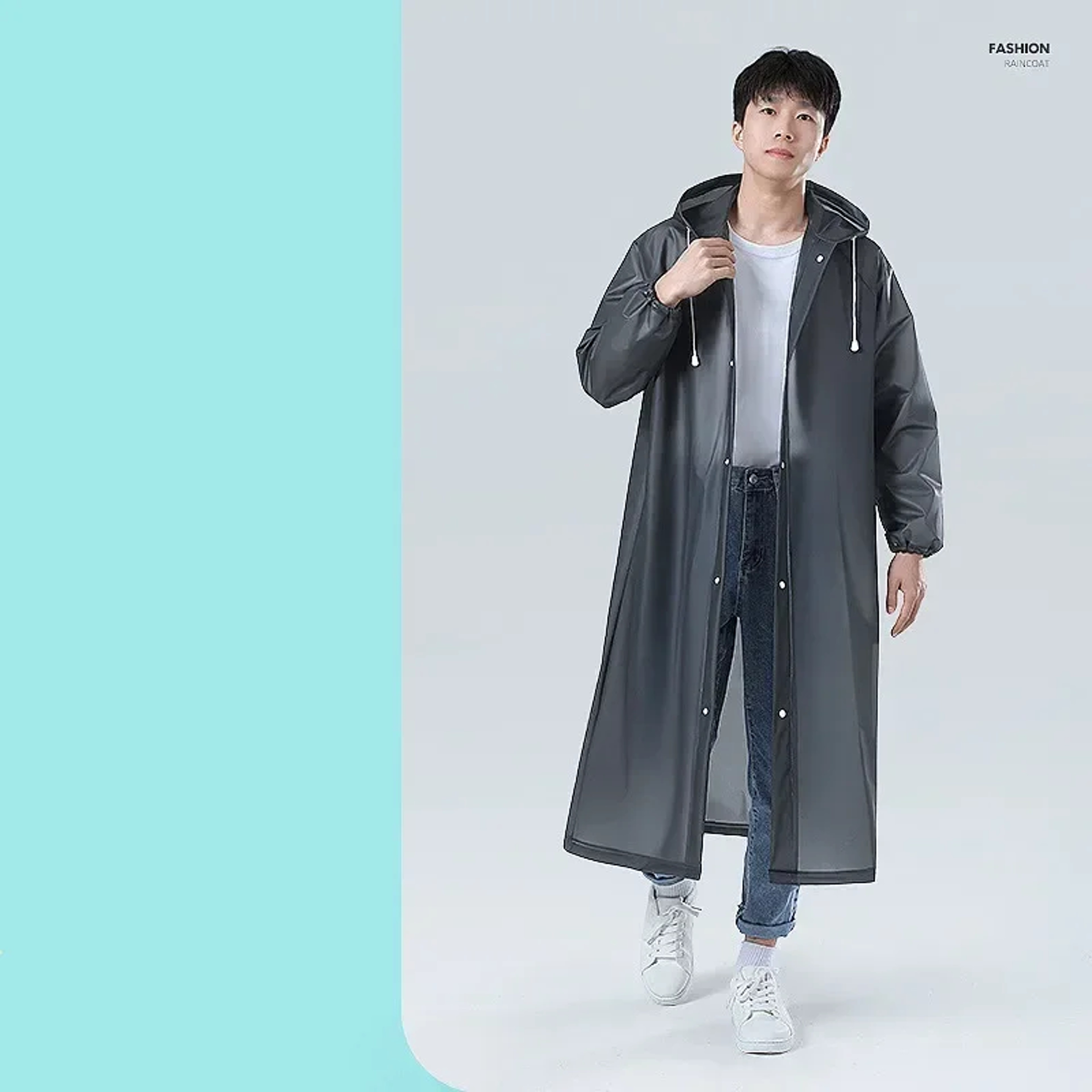 Reusable Poncho Outdoor Rainwear For Women And Men, Adult Raincoat Hooded One-piece Long Raincoat Transparent Waterproof – view 7