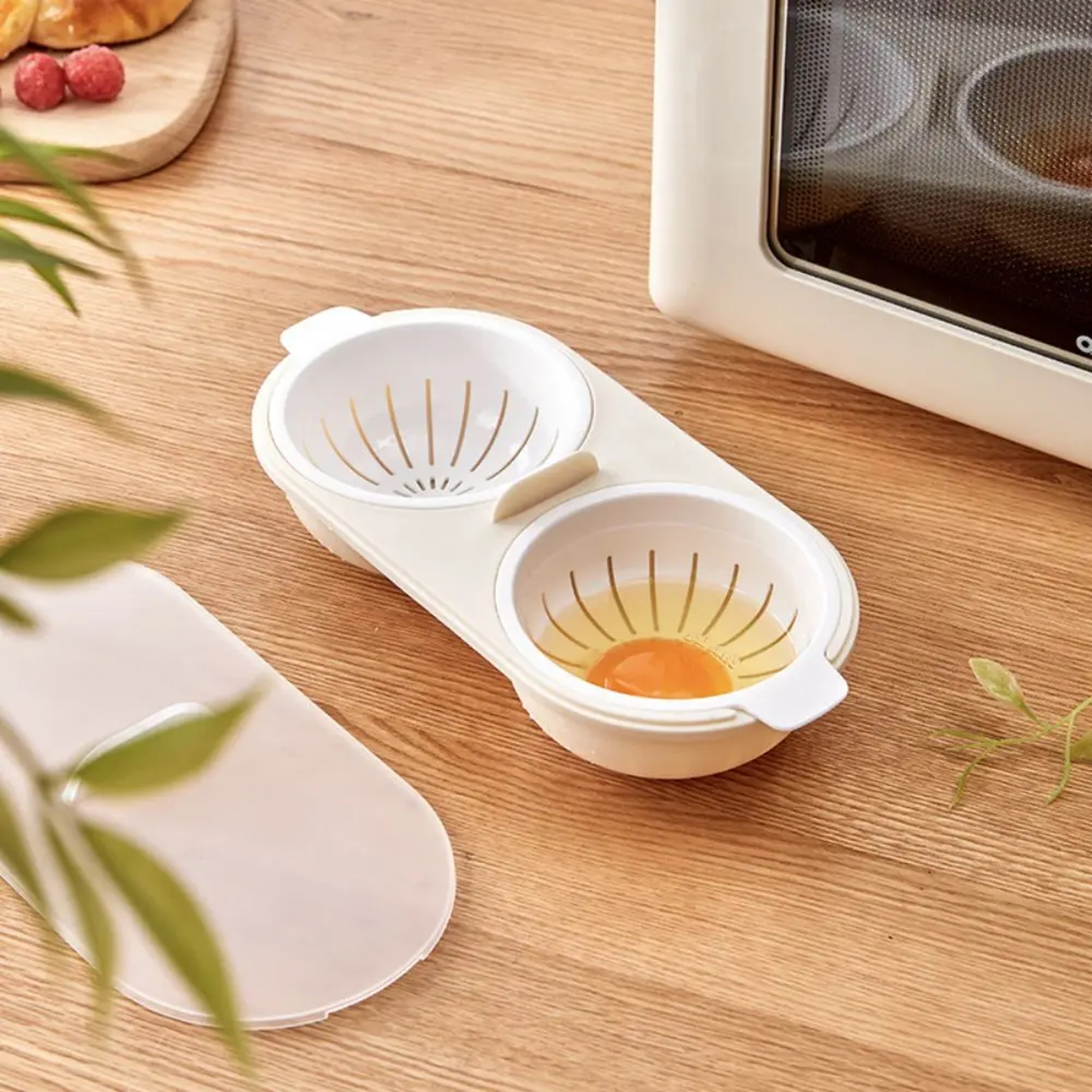 Clear Water Lotus Egg Maker, Microwave Eggs Poacher, Double-Cup Egg Boiler, Kitchen Gadget – view 5