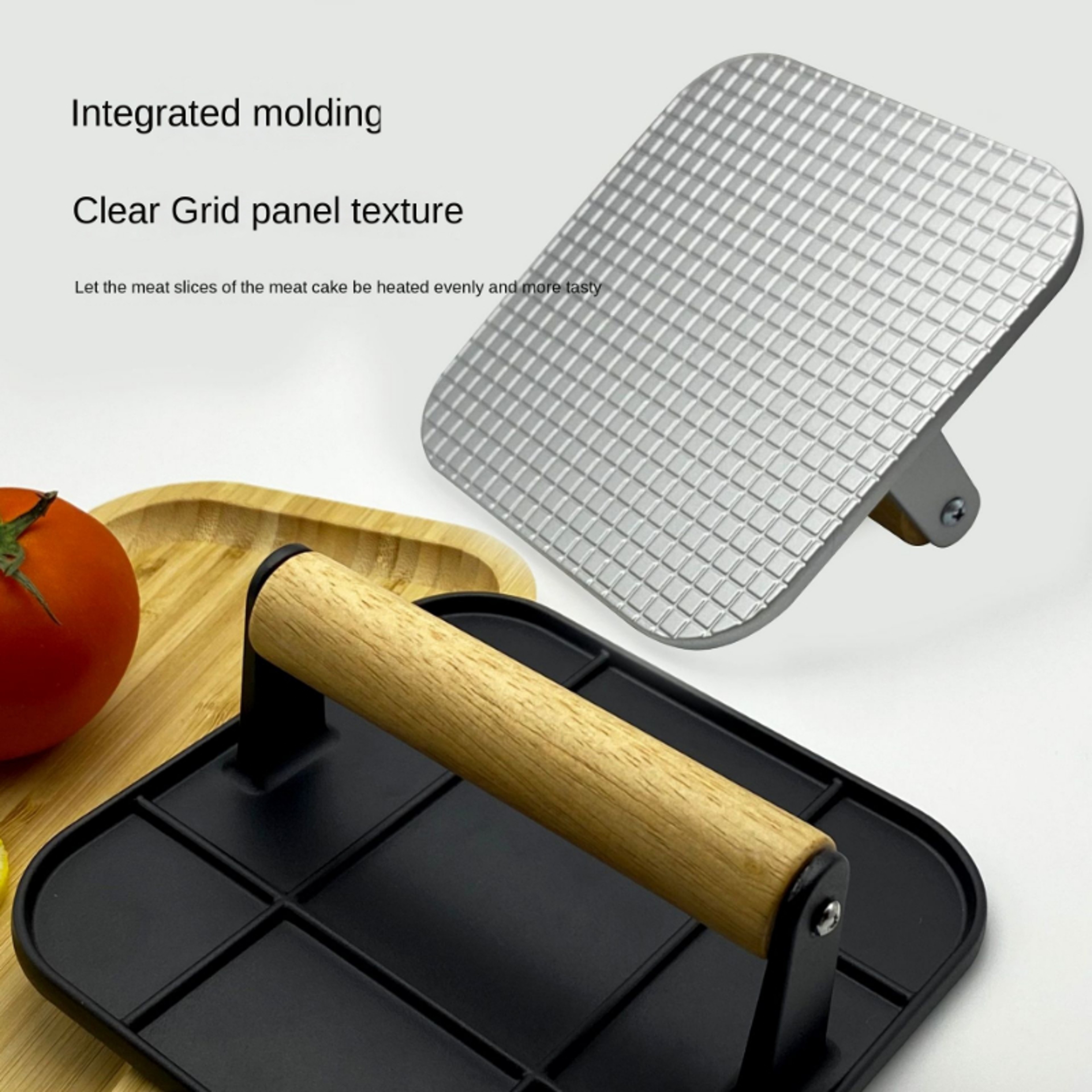 Hand Meat Burger Press Tools Aluminum Alloy Non Stick Wooden Handle For Home Kitchen BBQ 2
