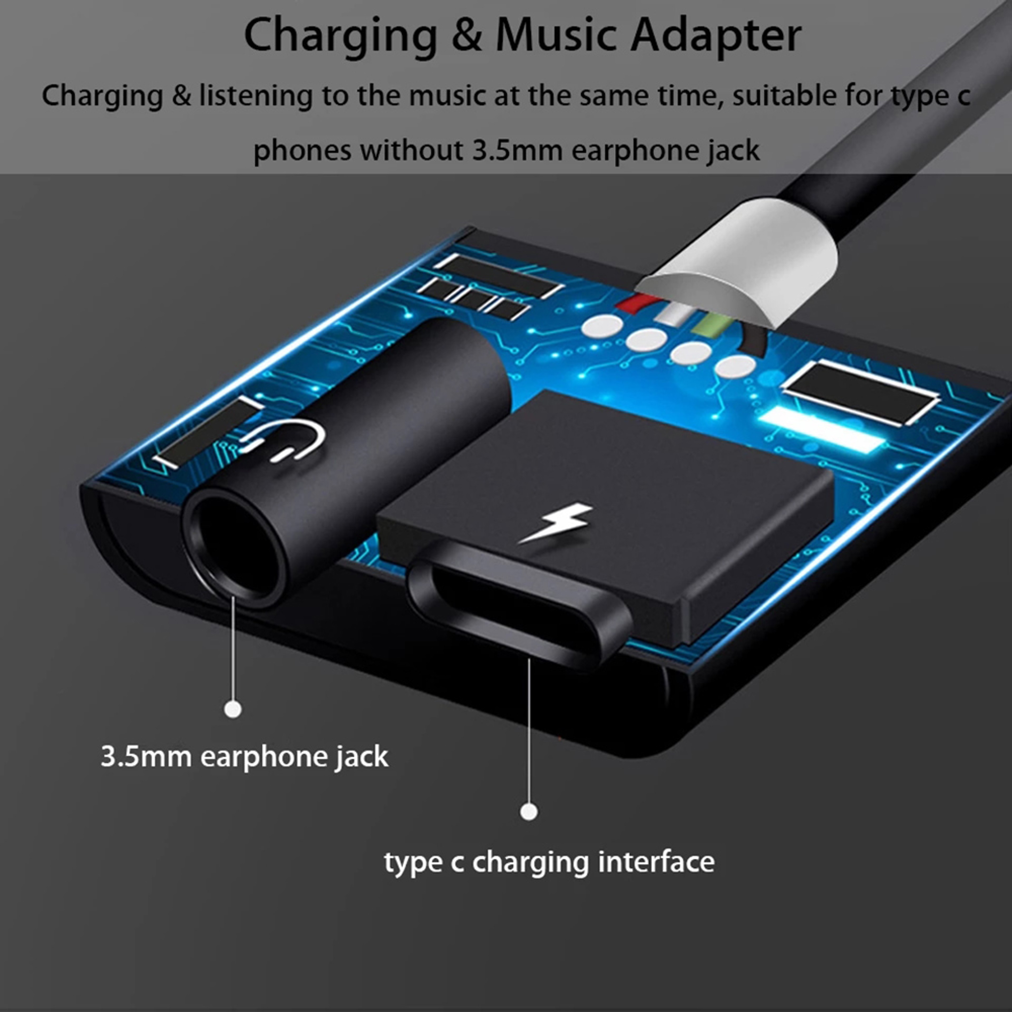 2 in 1 Charging USB C Type-C Audio Splitter, Earphone Adapter – view 6