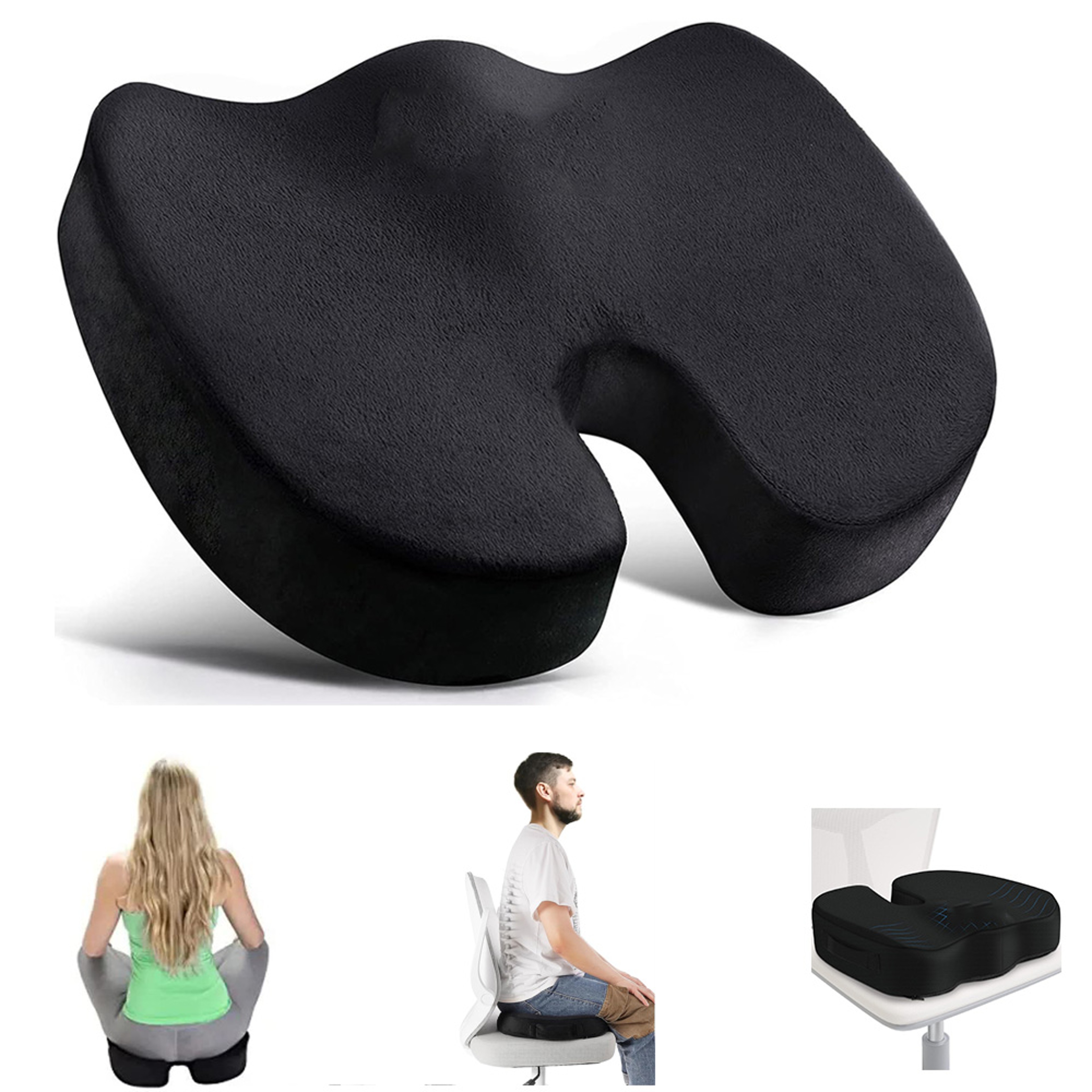 Memory Foam Travel Seat Cushion for Office, Car, U-Shaped Hip Support Pillow – view 1