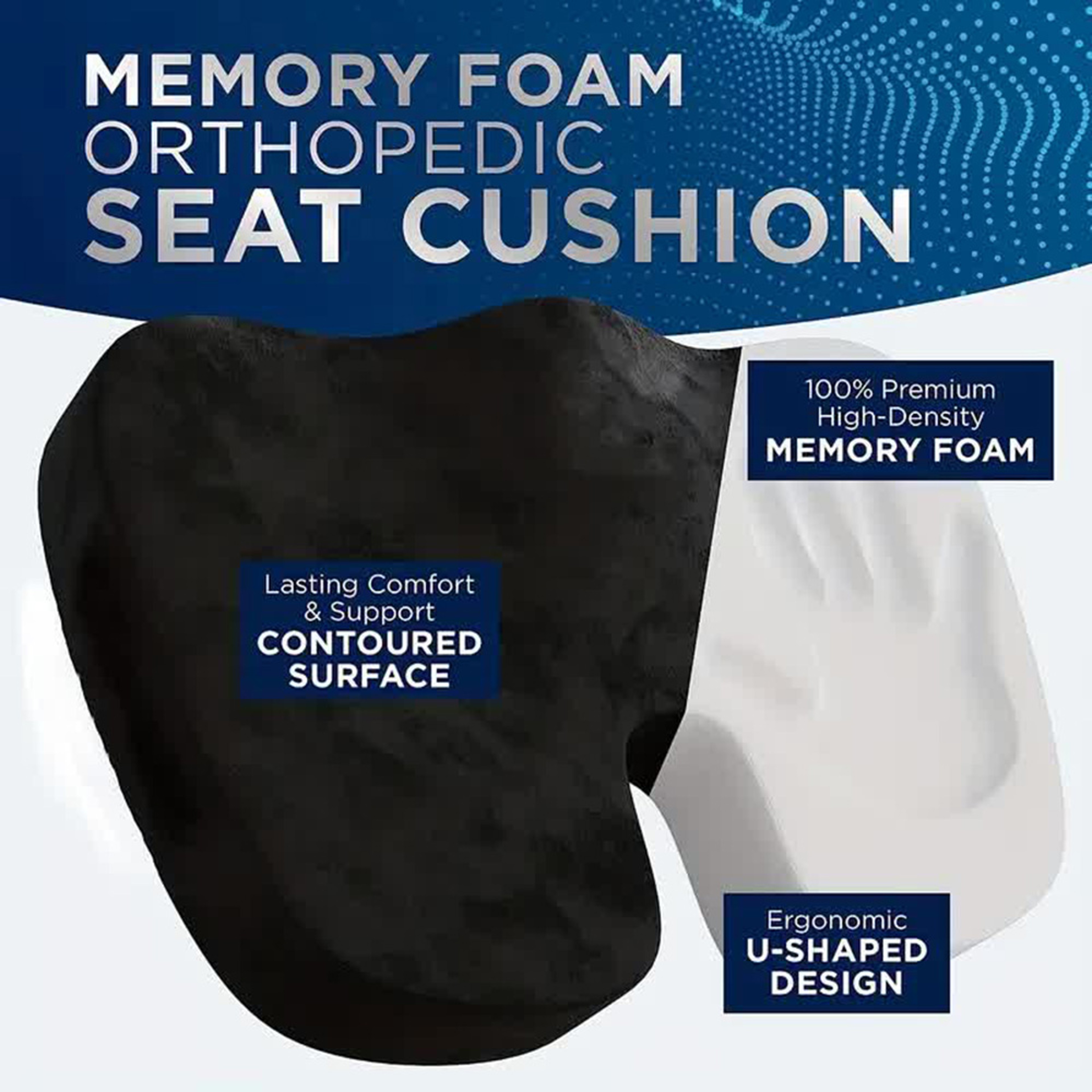 Memory Foam Travel Seat Cushion for Office, Car, U-Shaped Hip Support Pillow – view 2