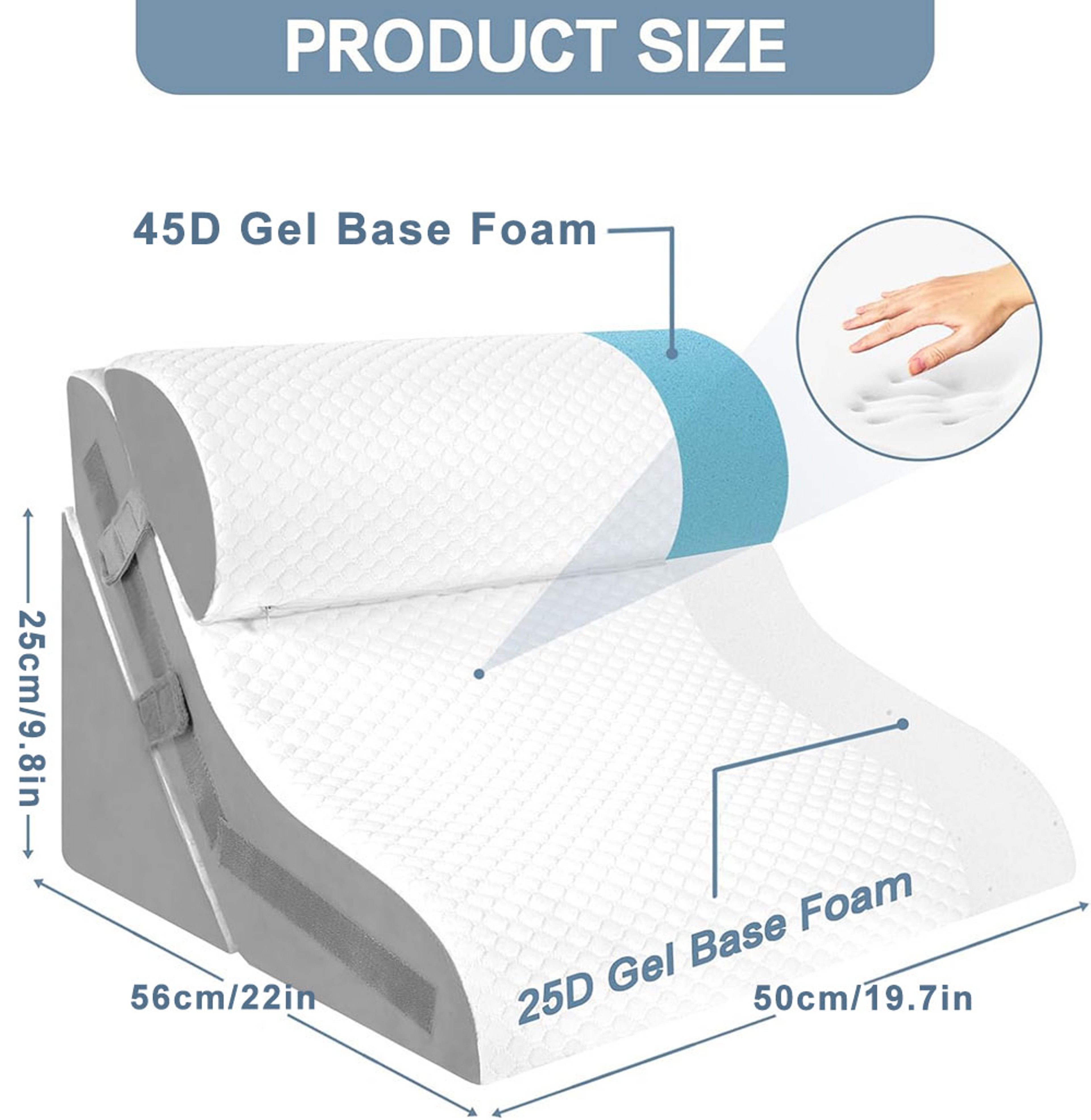 Adjustable Folding Wedge Pillow for Sleeping, Triangle Pillow for Snoring and Back Pain Relief After Surgery – view 2