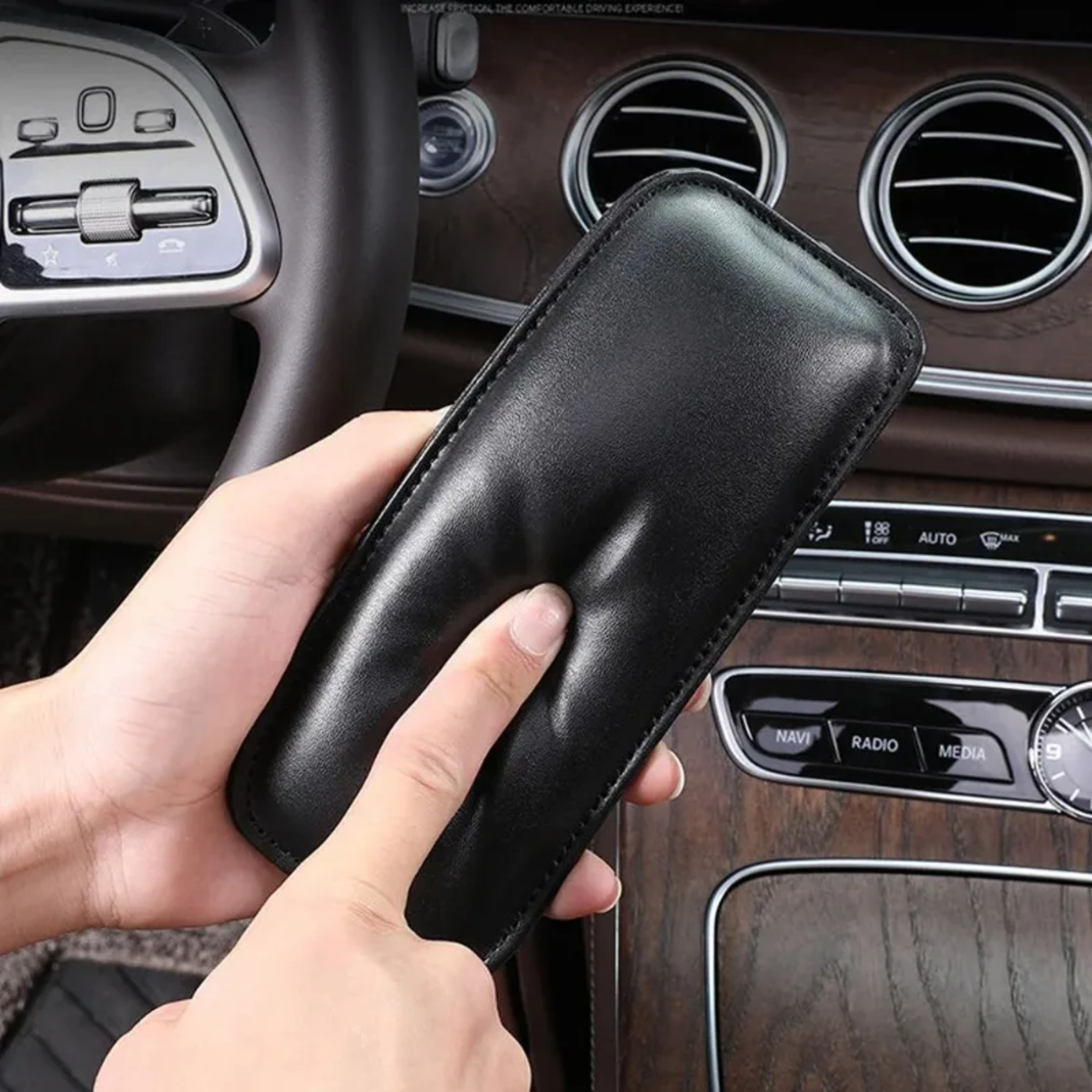 Memory Foam Leather Knee Pad For Car Interior Elastic Cushion Universal Thigh Support 0