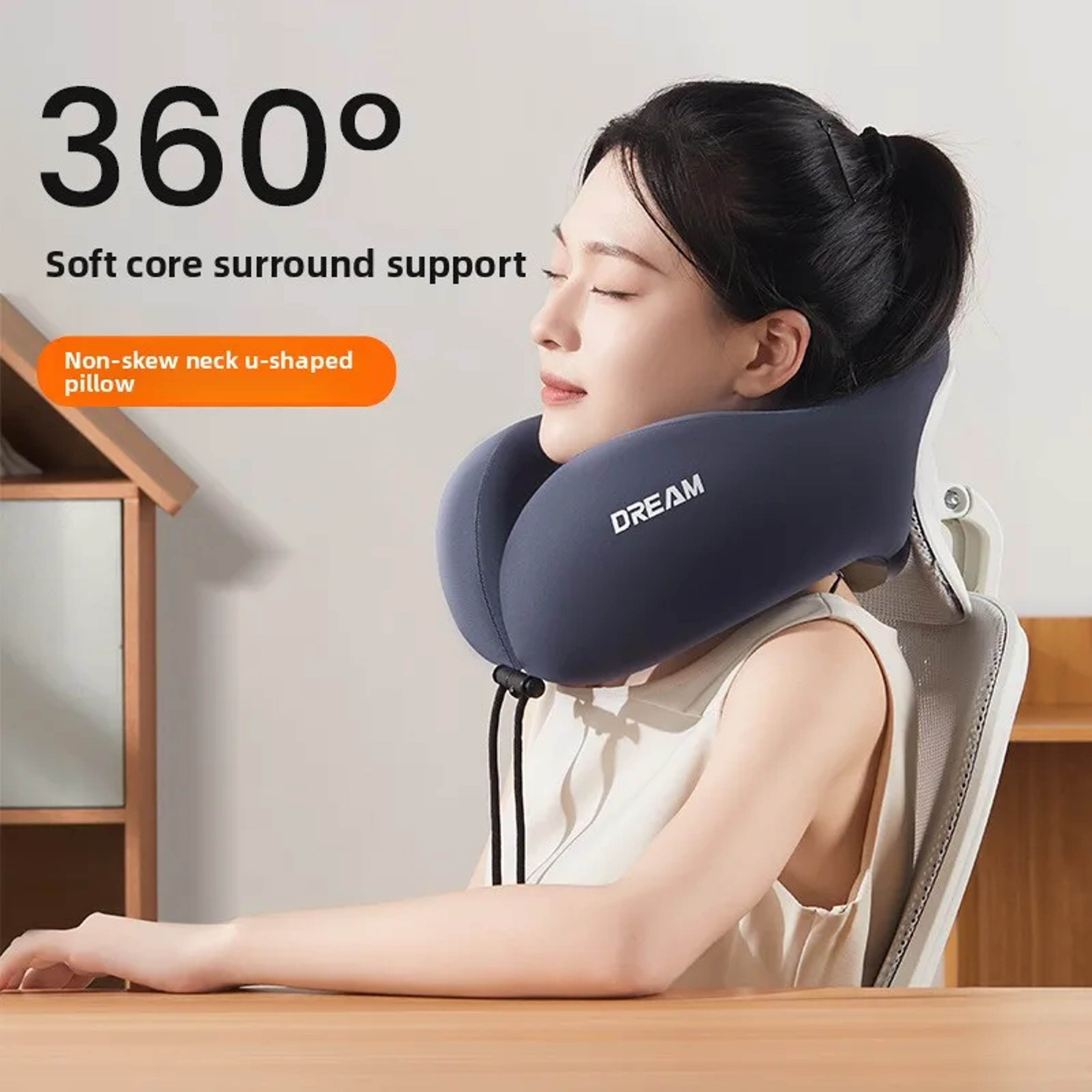 Ergonomic Cervical Support Pillow Memory Foam UShaped Neck Pillow For Travel With Portable Washable 1