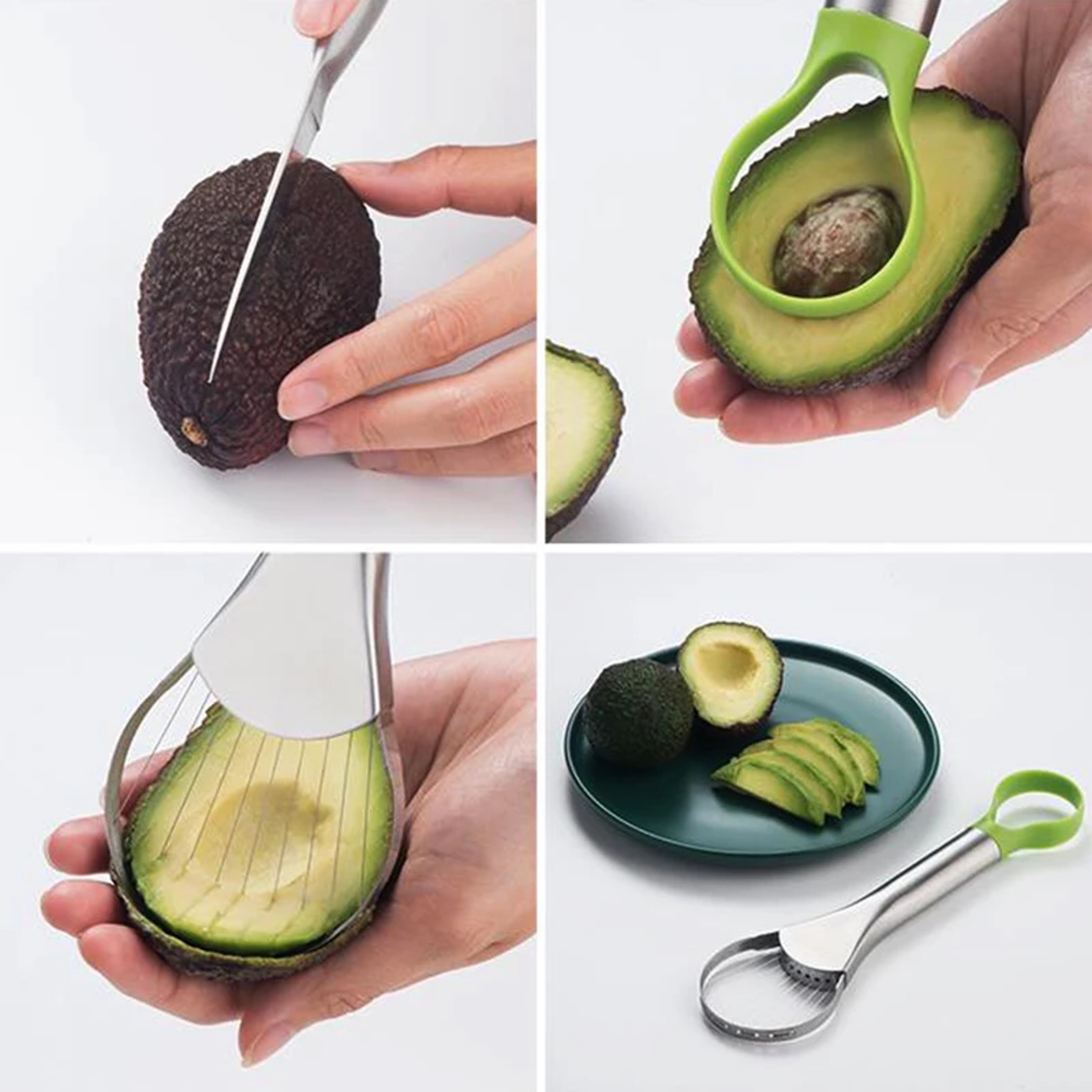 Stainless Steel Avocado Cutter Peeler Knife 2 In 1 Slicer For Kiwi  Pitaya Kitchen Gadget Tool 3