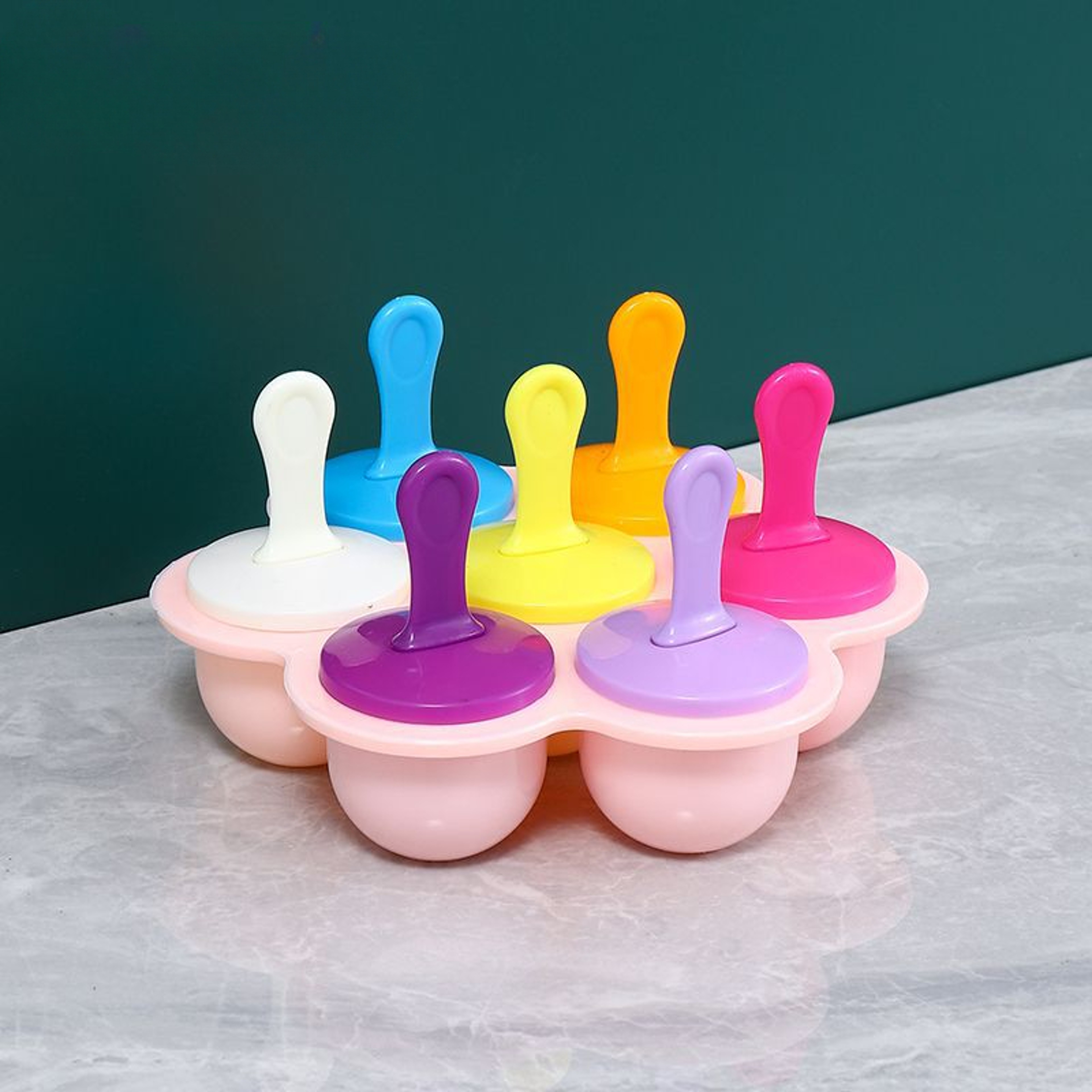 Food Grade 7-Hole Creative Spherical Popsicle Mold with Handle, Cute Ice Cream Ice Cube Mold for Children, DIY Home Use – view 7