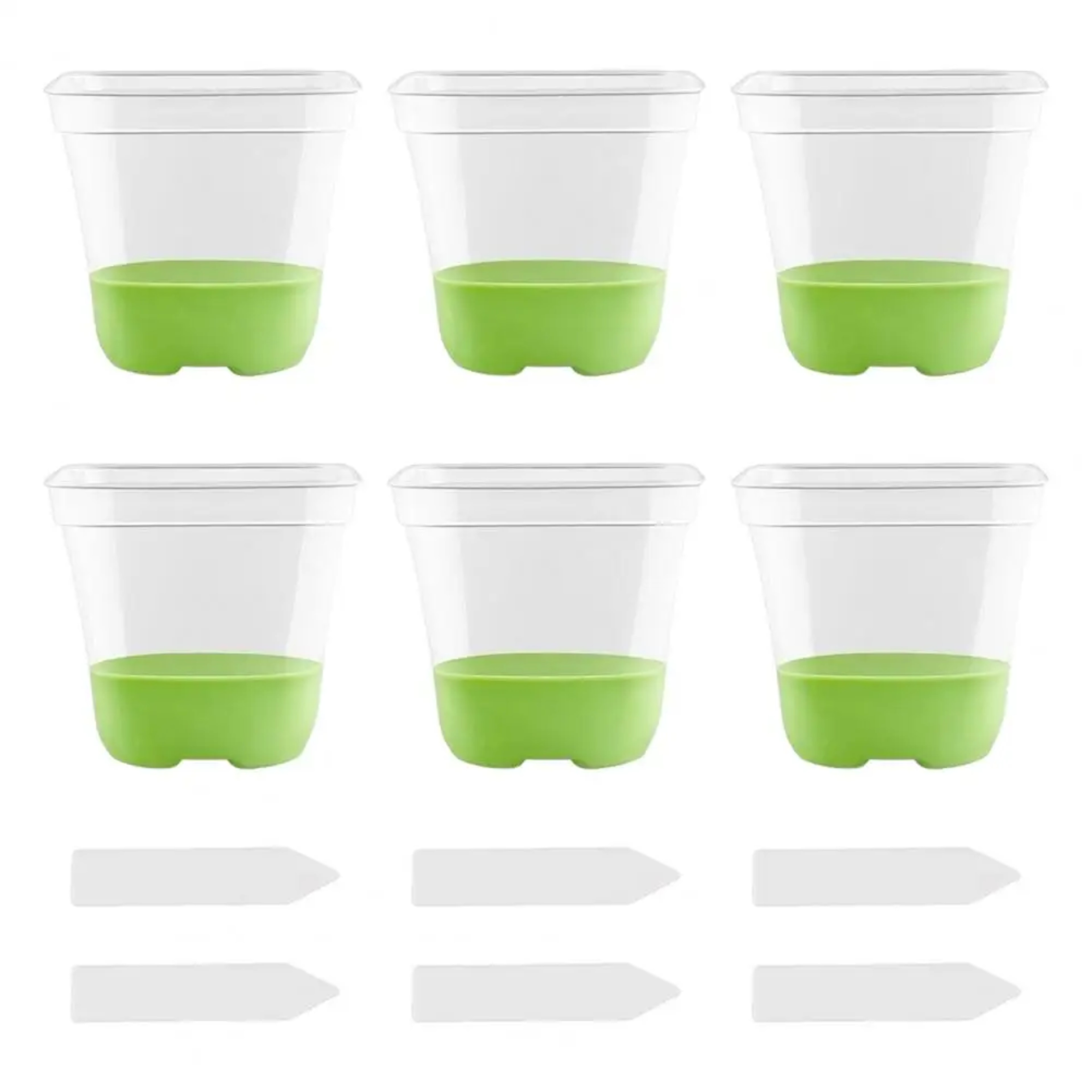 Reusable Transparent Flower Pots, 6 Plastic Square Pots for Planting and Seedling with Silicone Bottom and Label – view 8