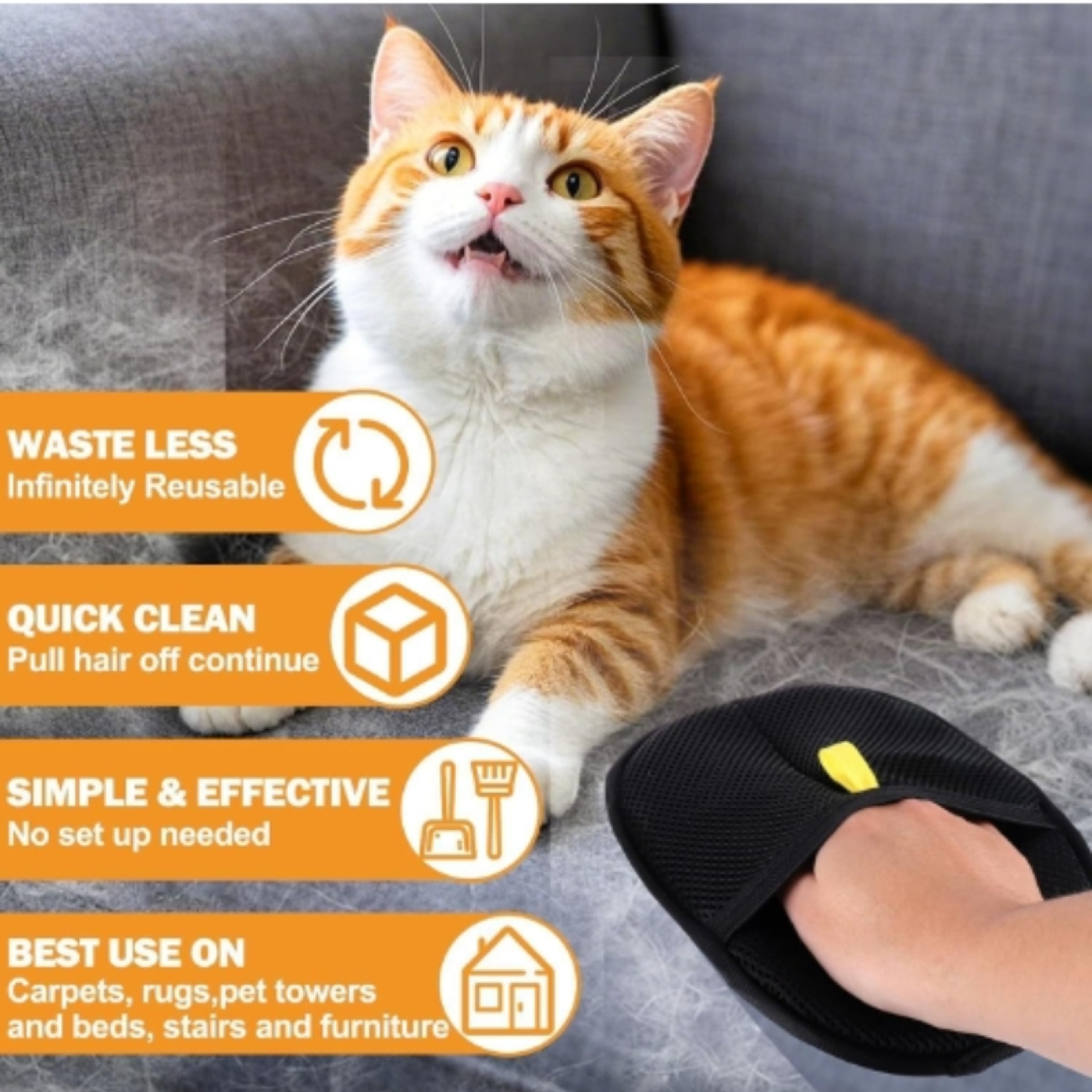 Pet Grooming Gloves For Hair Removal Reusable Electrostatic Tool MultiFunctional Carpet Hair Cleane 1