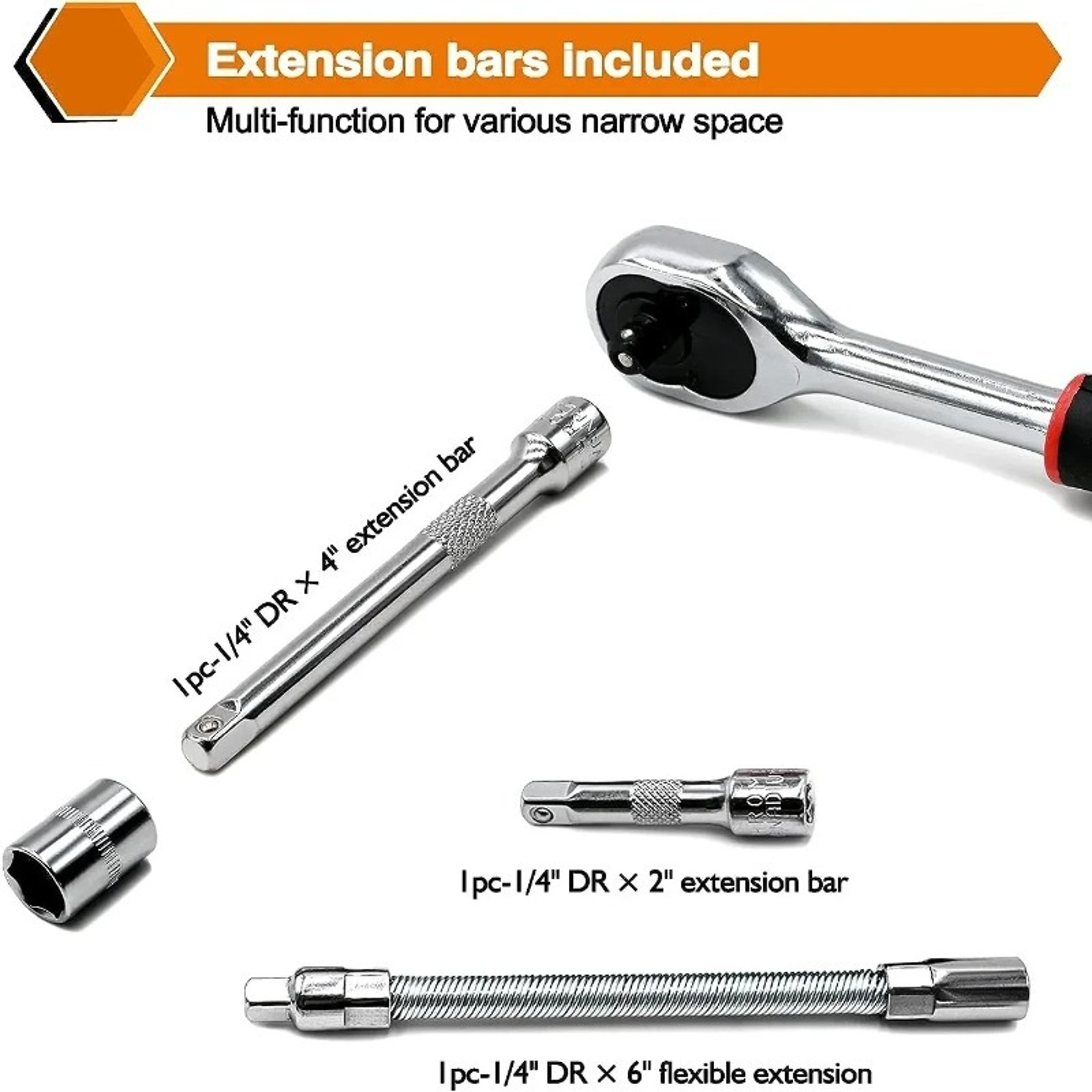 Multi-function Toolbox, Auto Repair Tool Set, Ratchet Socket Wrench Combo for Car, Motorcycle, Home Repair – view 4