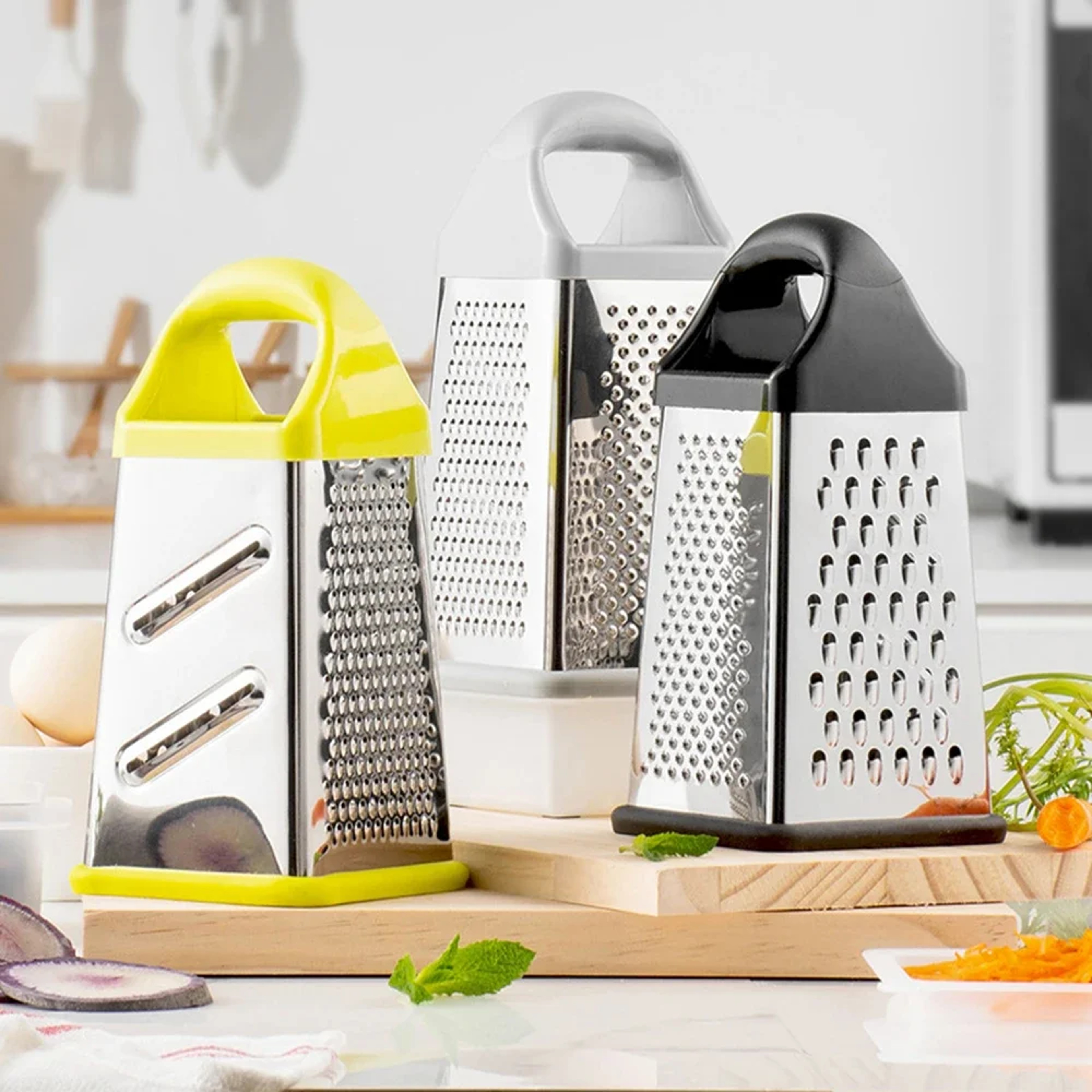 Stainless Steel Multipurpose Grater Vegetable Slicer, Four-Side Box Grater for Potatoes, Radishes & Garlic – view 1
