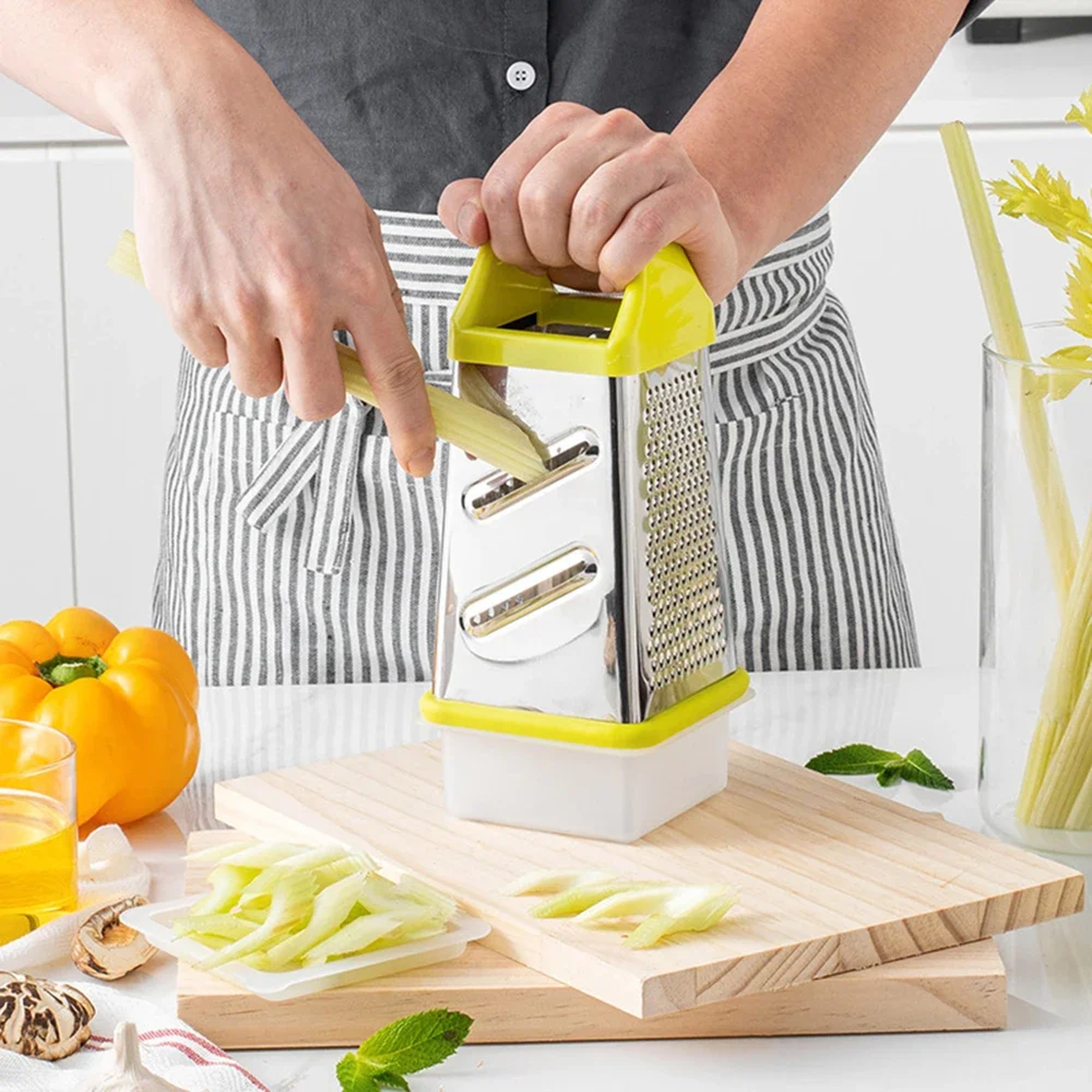 Stainless Steel Multipurpose Grater Vegetable Slicer, Four-Side Box Grater for Potatoes, Radishes & Garlic – view 4