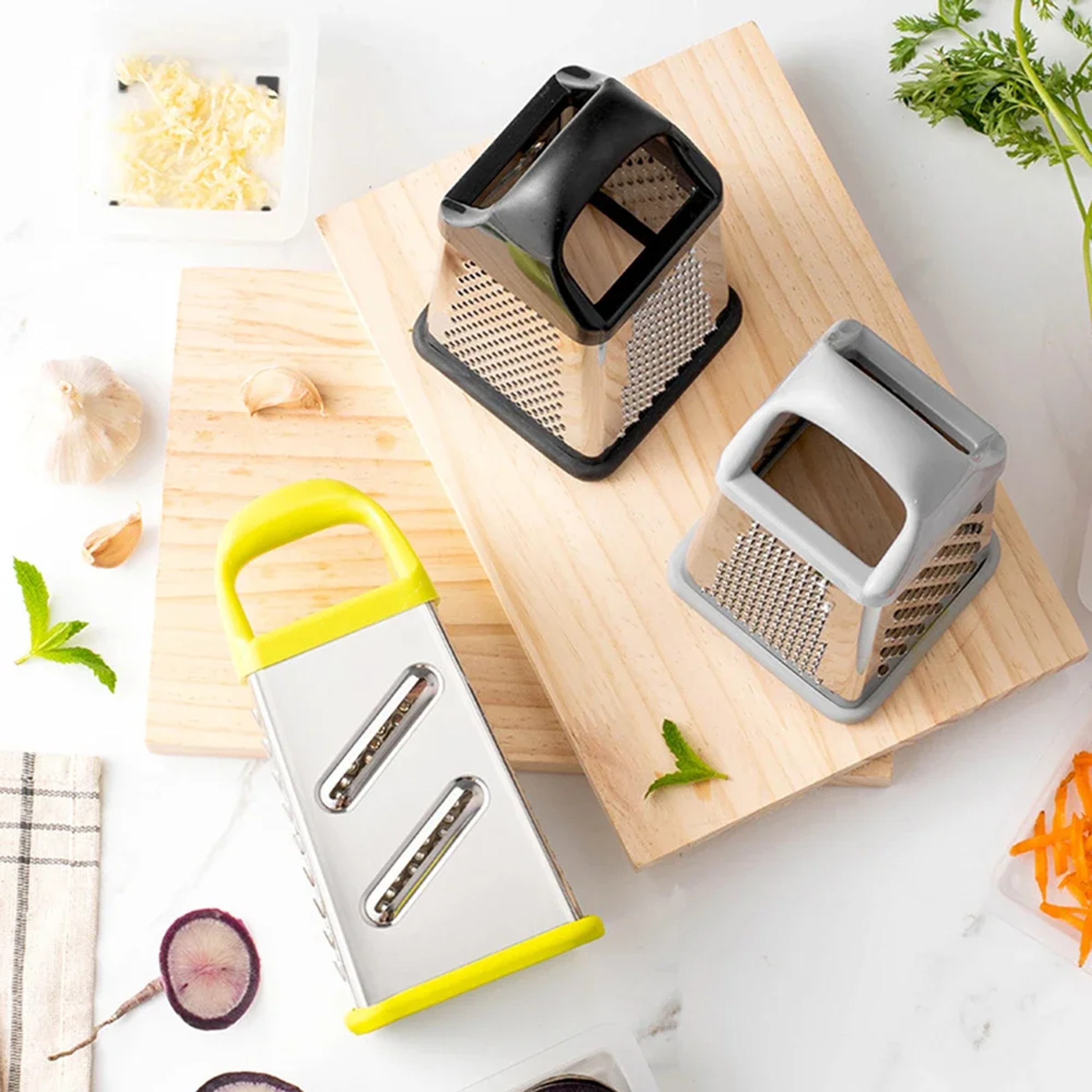 Stainless Steel Multipurpose Grater Vegetable Slicer, Four-Side Box Grater for Potatoes, Radishes & Garlic – view 5