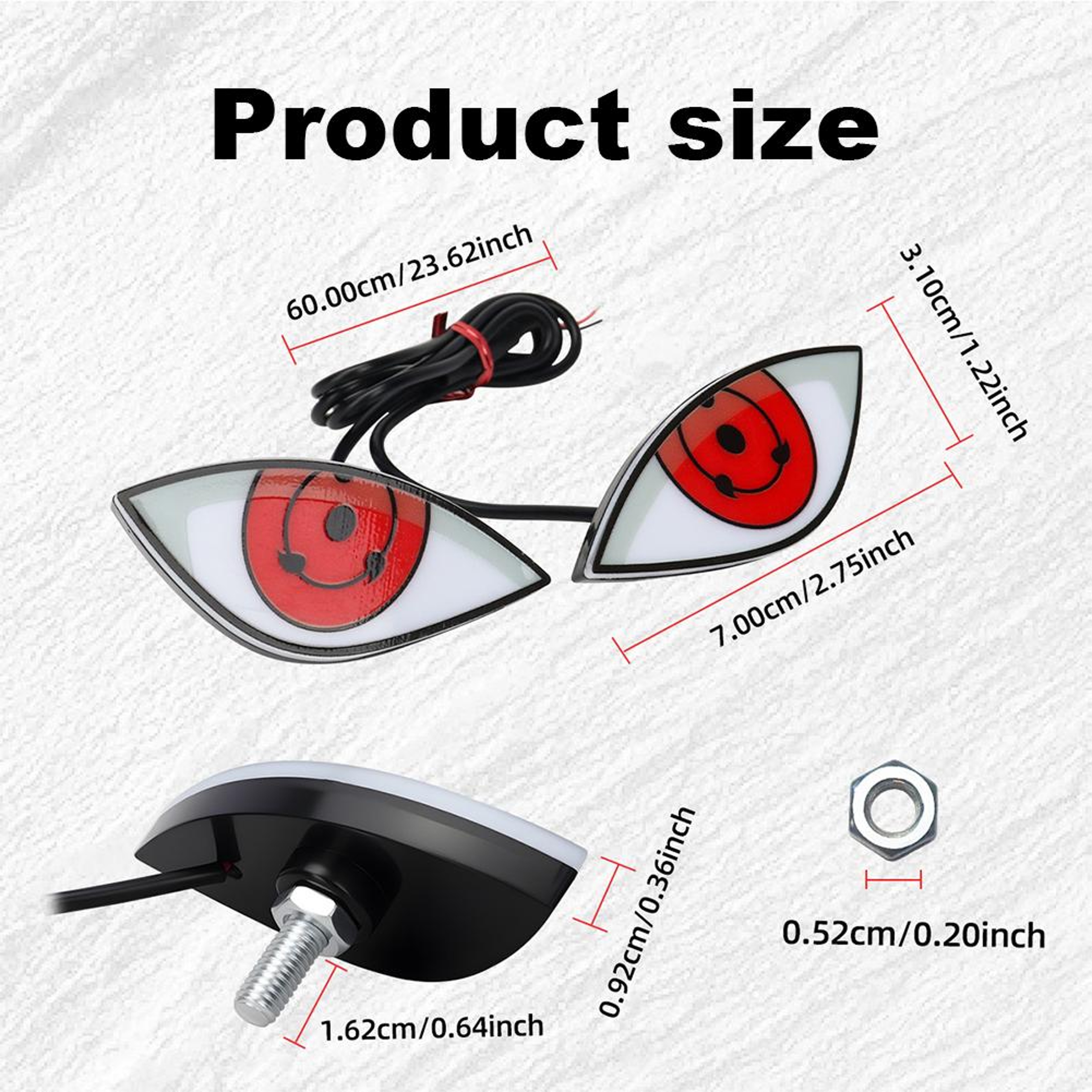 Creative Car Decoration Motorcycle LED License Plate Light Devils Eyes Tail Signal Lamp 5